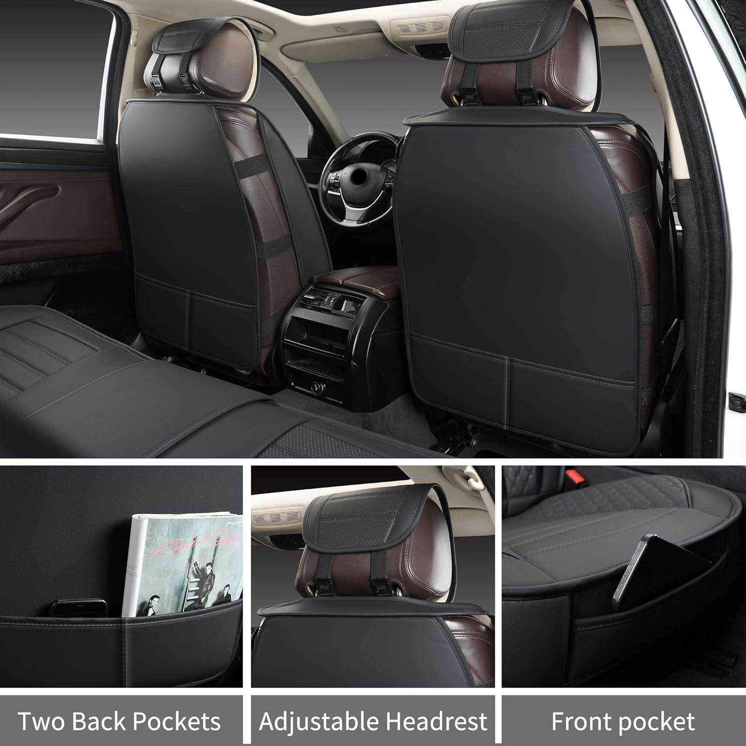 Fundas de Asiento de Coche KBOISE 2 PCS Negro Impermeable