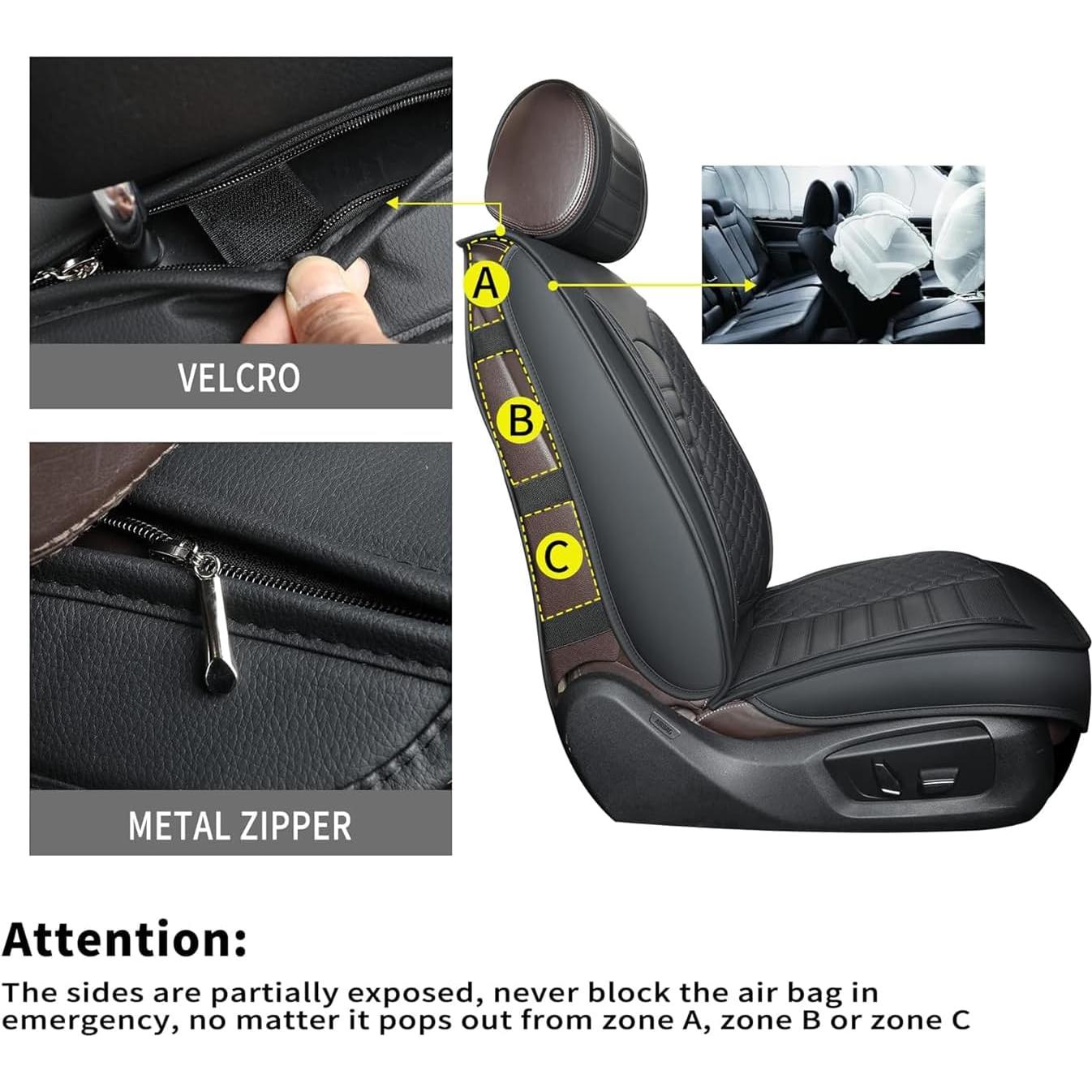 Fundas de Asiento de Coche KBOISE 2 PCS Negro Impermeable