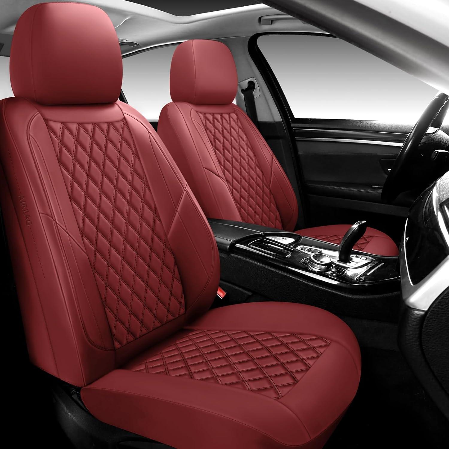 Cubiertas de Asientos de Coche GEEYONTEK DL02 Cuero Rojo Vino