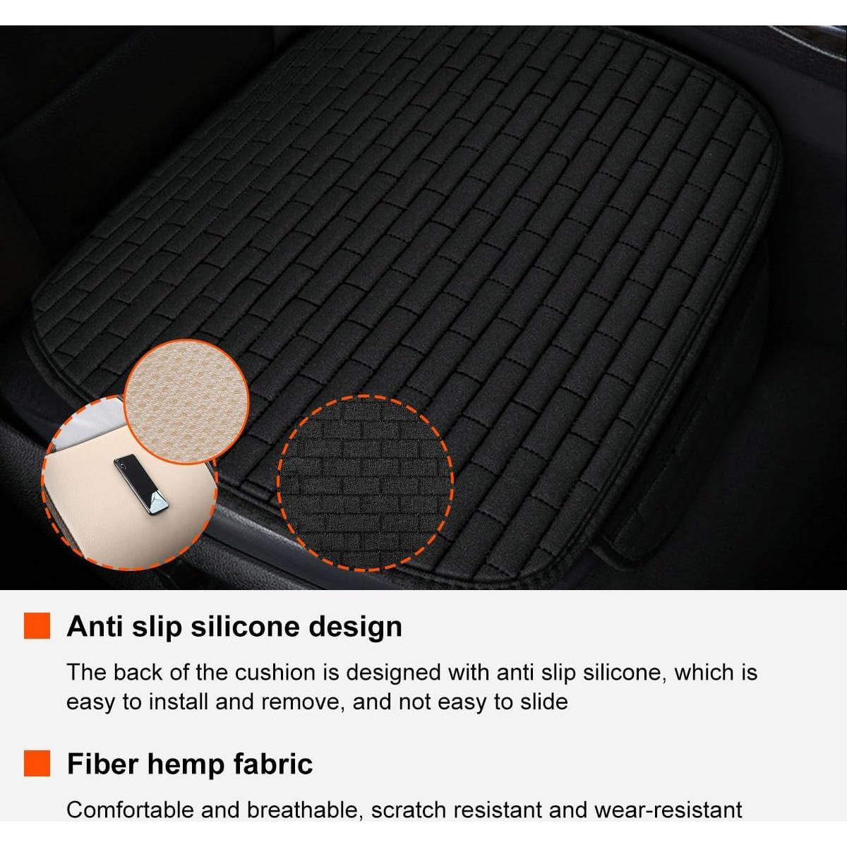 Funda de Asiento Delantera KVAEY Negra Antideslizante 50x46.7cm