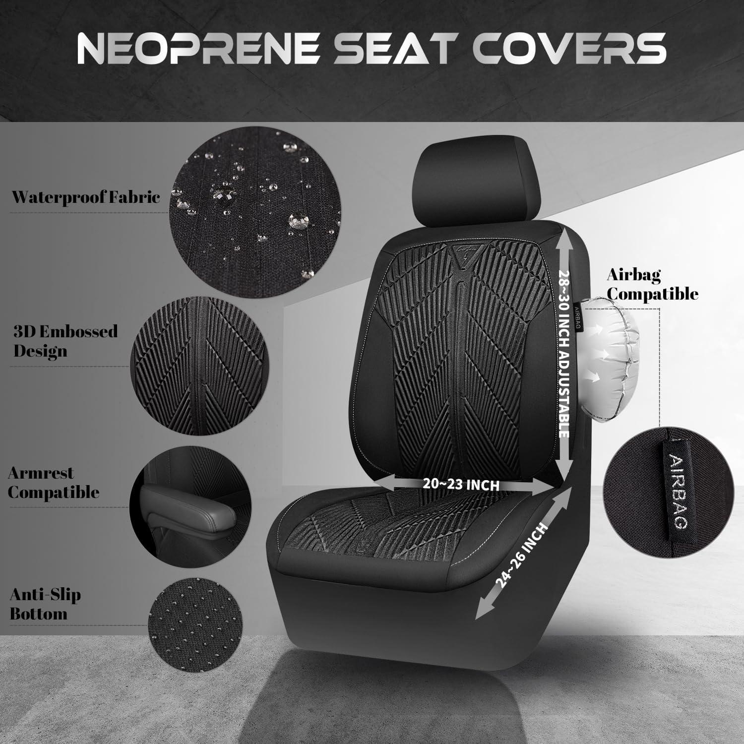 Cubiertas de Asiento Delantero Impermeables CAR PASS Neopreno Negro