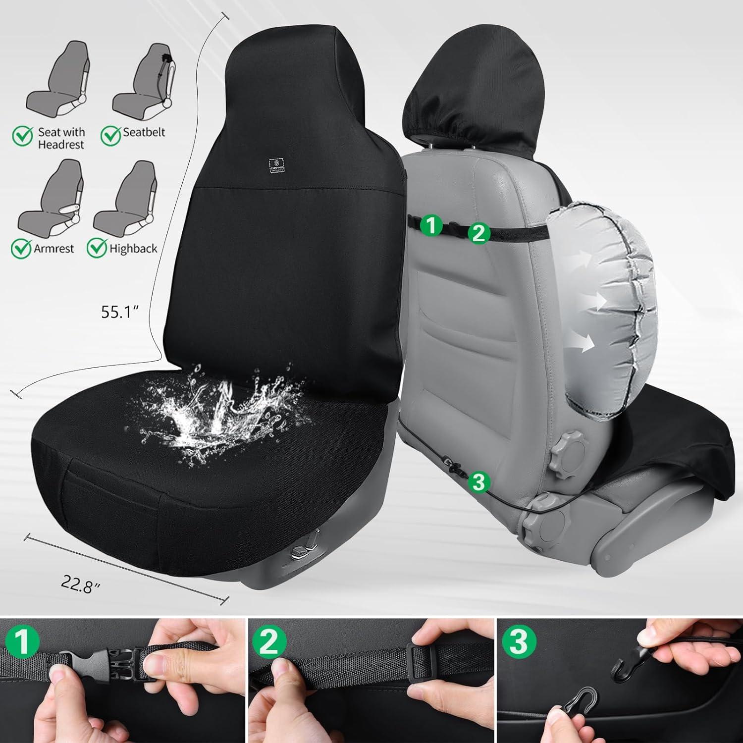 Funda de Asiento de Coche Impermeable CAR PASS Universal Negro
