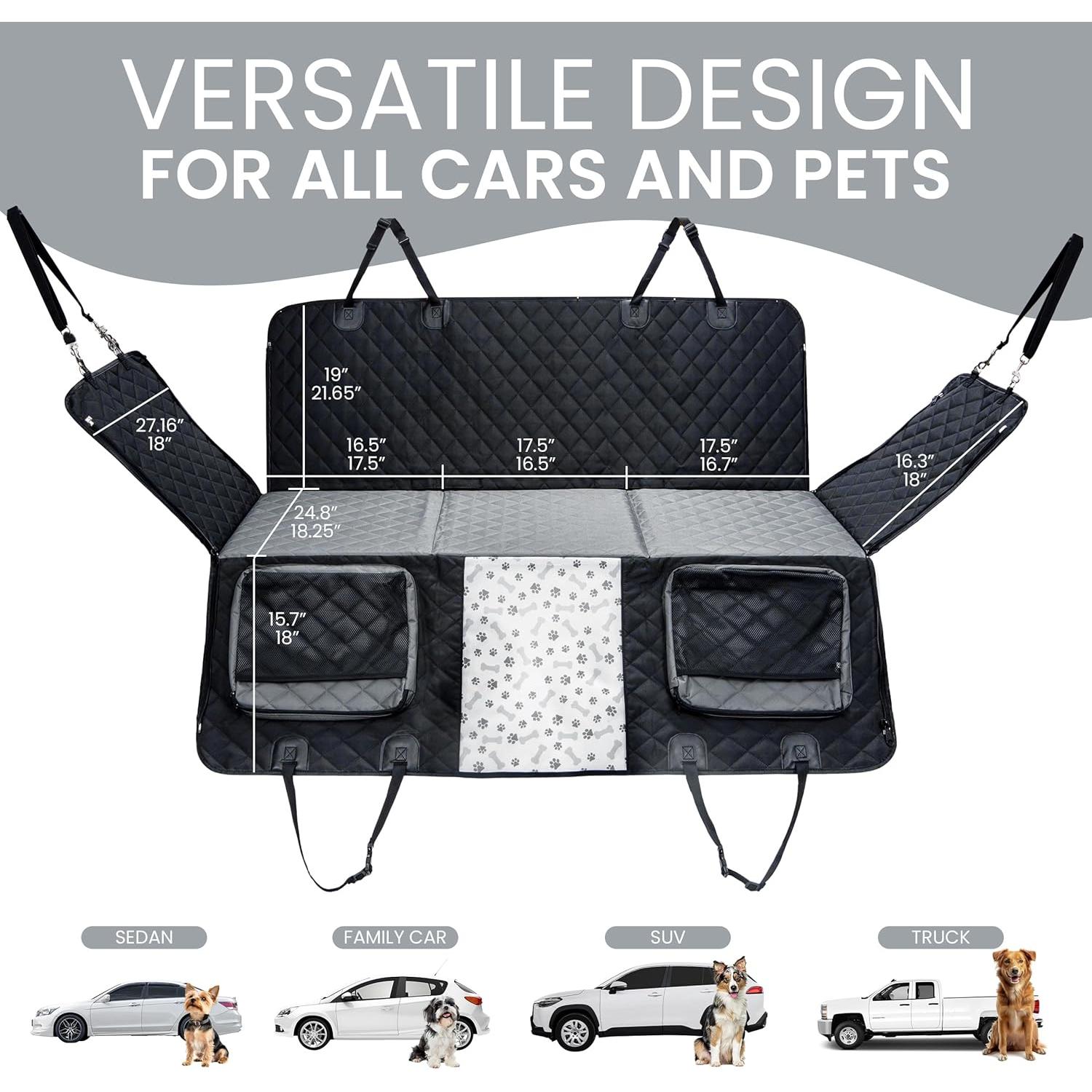 Cubierta de Asiento Trasero para Perros Sajoda - Impermeable 900D