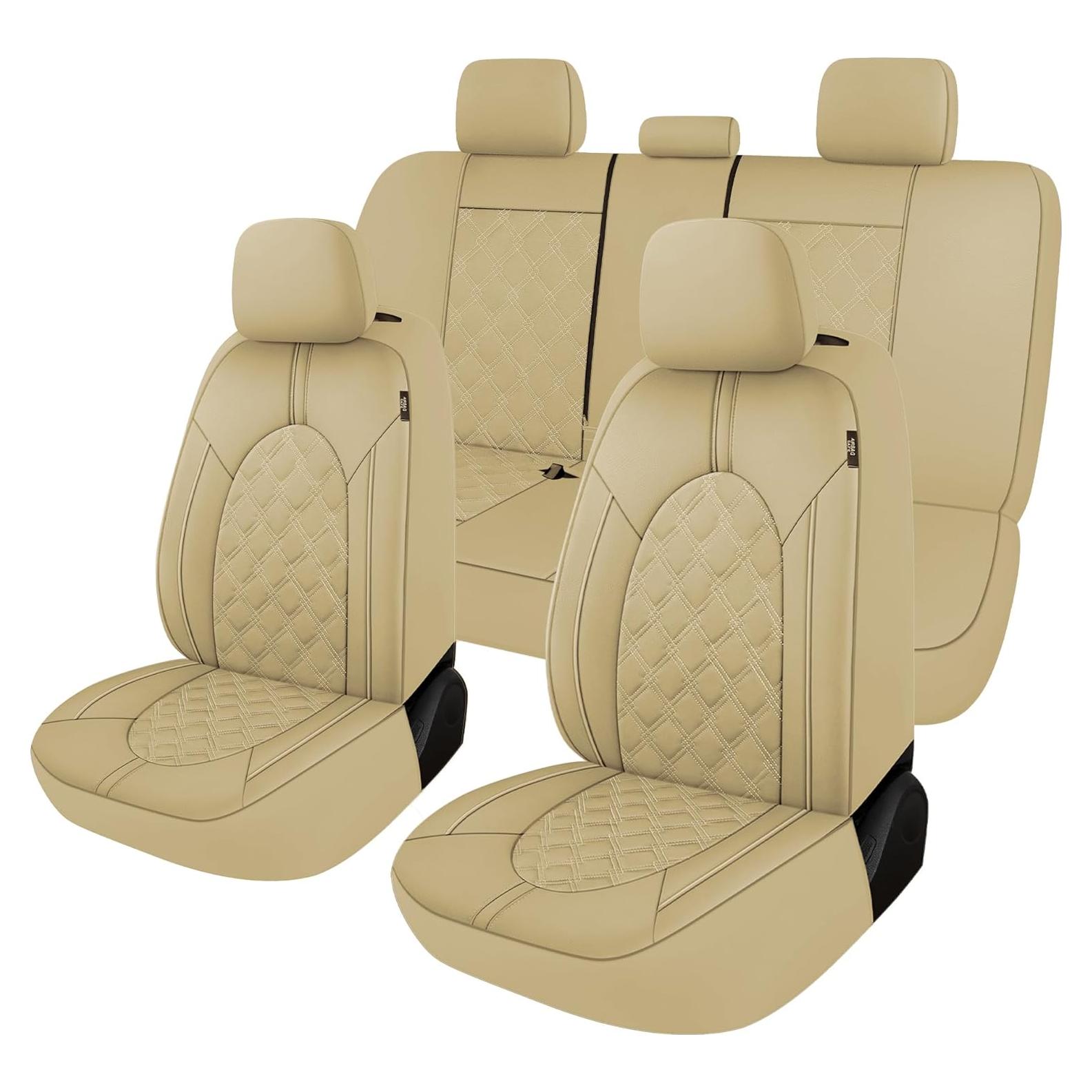 Funda de Asiento de Coche CAROMOP PU Beige Juego Completo