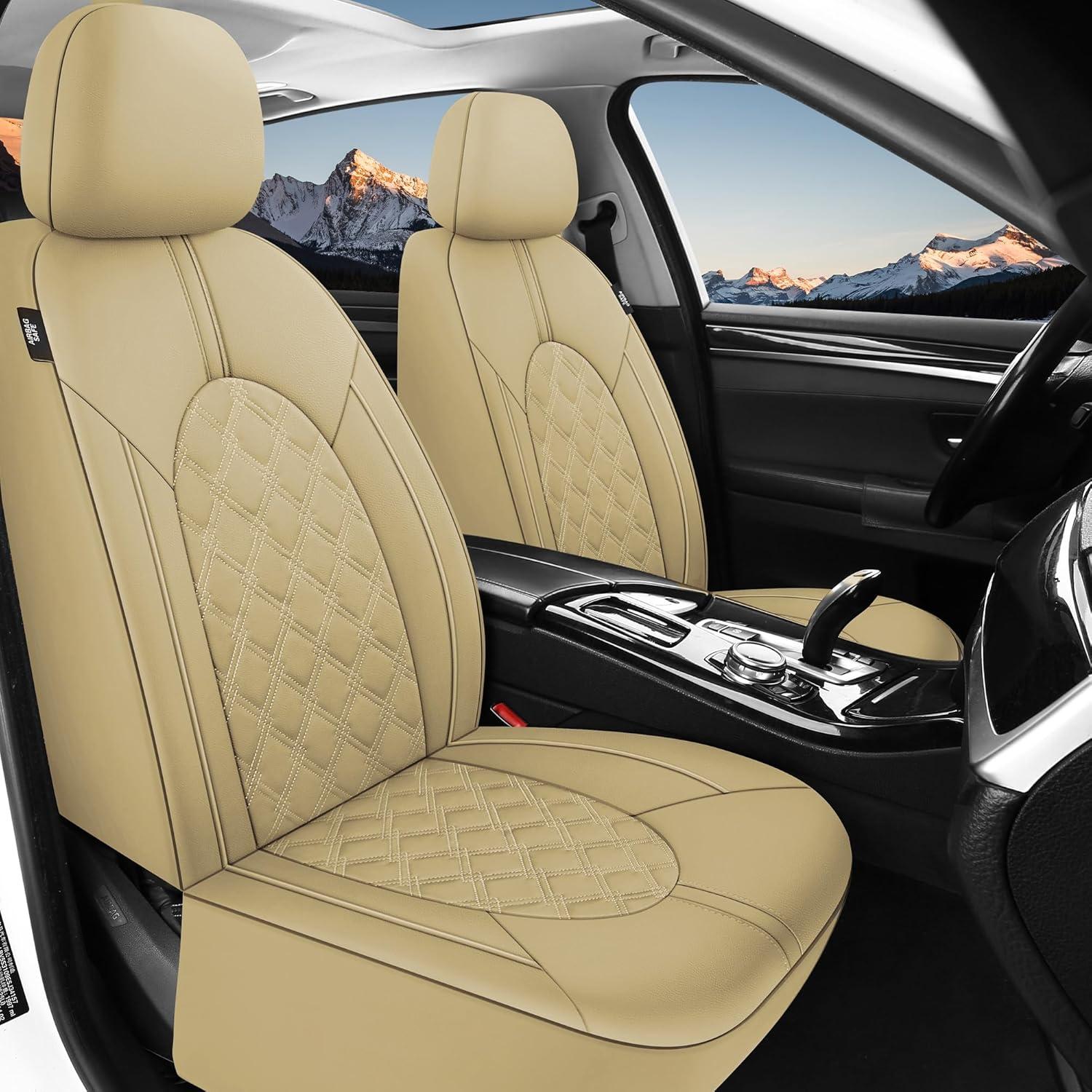 Funda de Asiento de Coche CAROMOP PU Beige Juego Completo