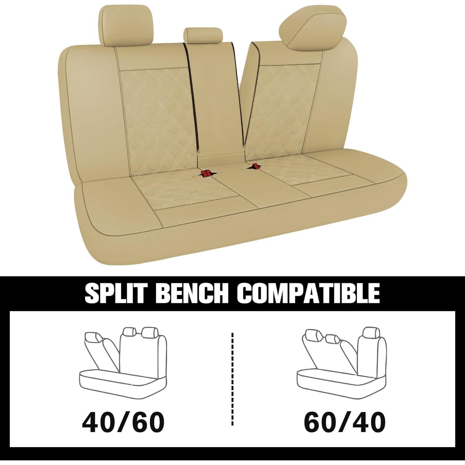 Funda de Asiento de Coche CAROMOP PU Beige Juego Completo