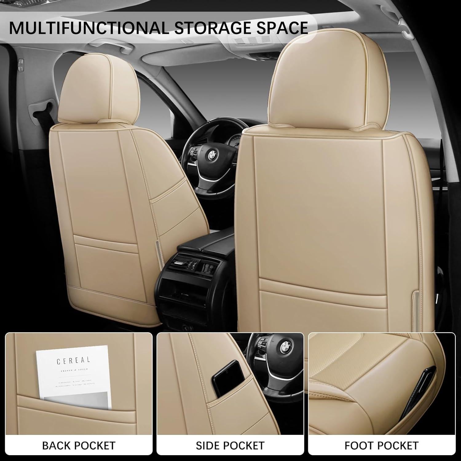 Fundas de Asiento de Coche WENNFOUR Beige Universal 2 Pzas