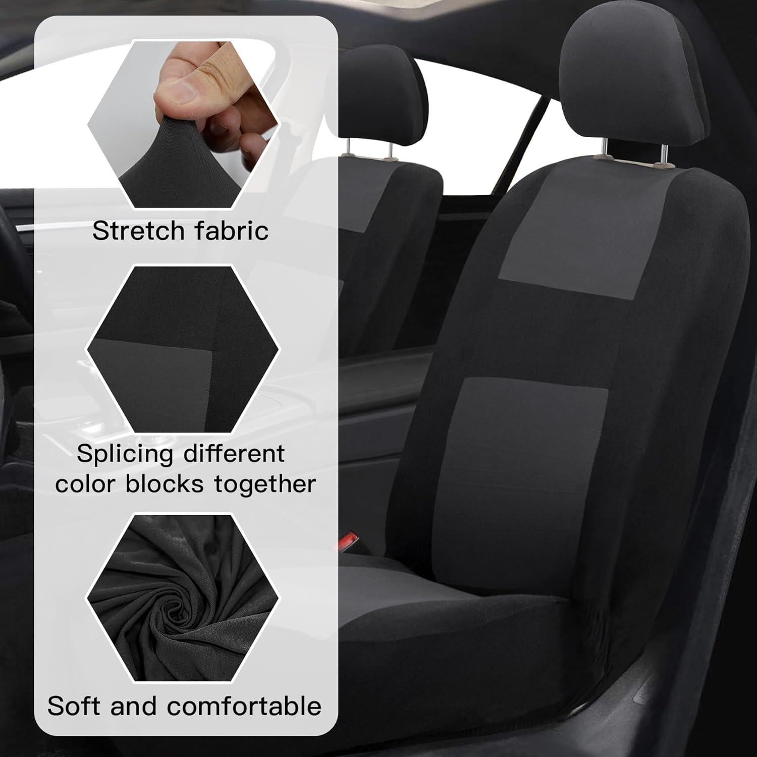 Fundas de Asiento de Coche DREAHOTEXTIL Universales 2 Pcs Gris