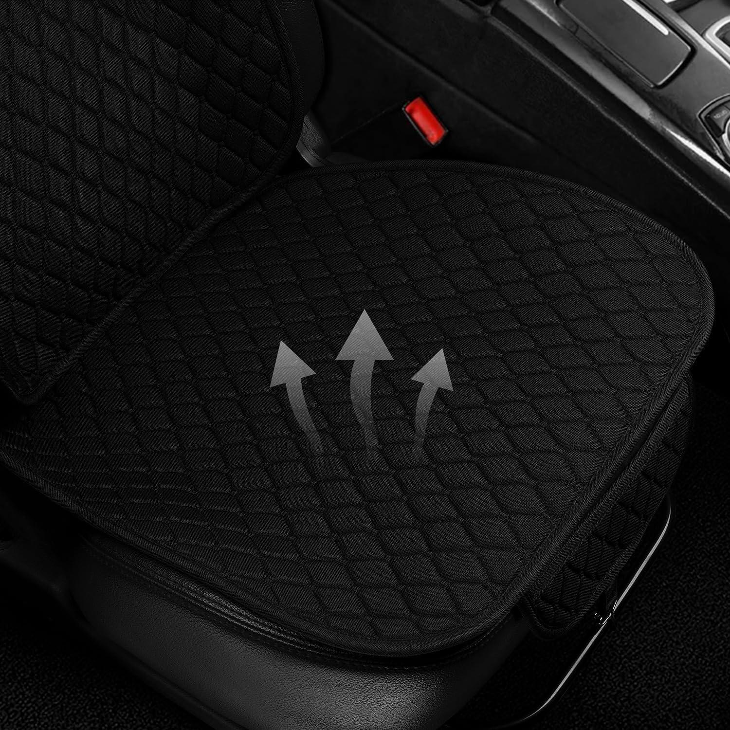 Fundas de Asiento de Coche DECKALY Lino Transpirables 2Pack Negro