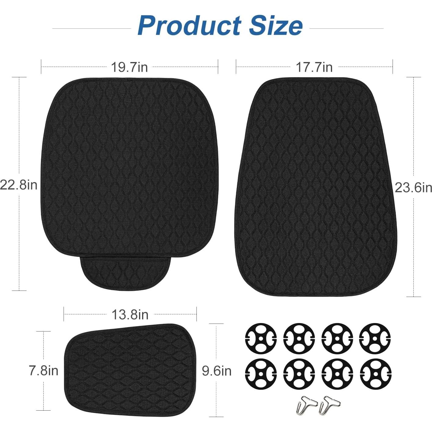 Fundas de Asiento de Coche DECKALY Lino Transpirables 2Pack Negro