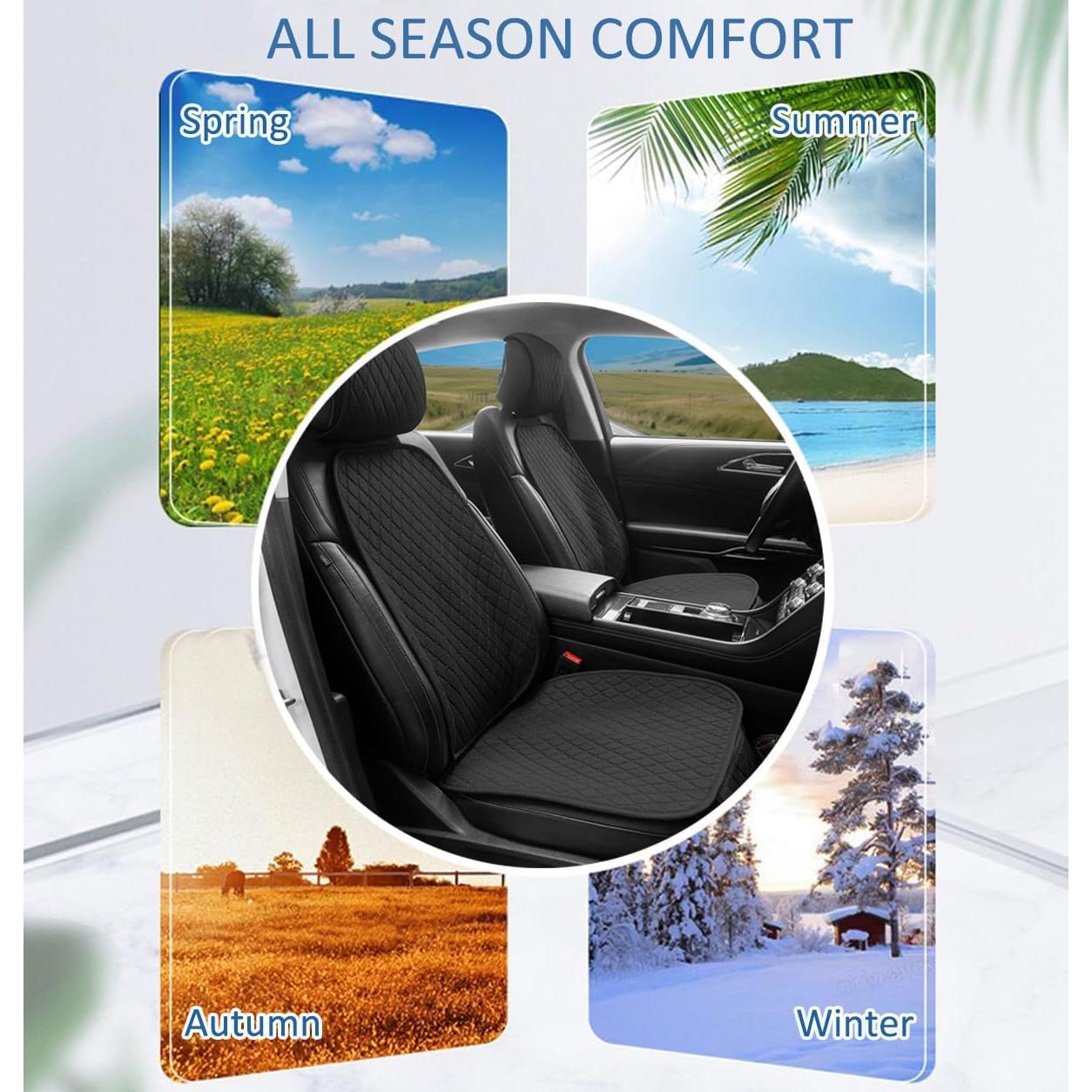 Fundas de Asiento de Coche DECKALY Lino Transpirables 2Pack Negro