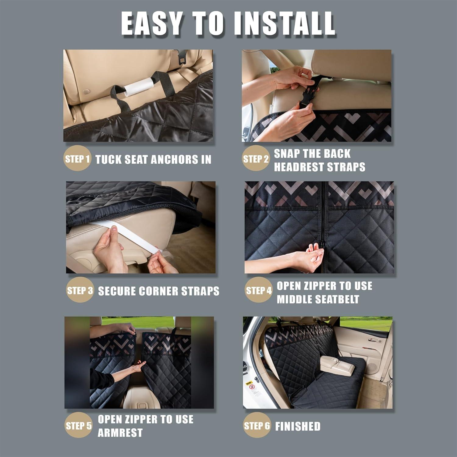 Funda de Asiento de Coche para Perros YOVEEKLE Negra Impermeable