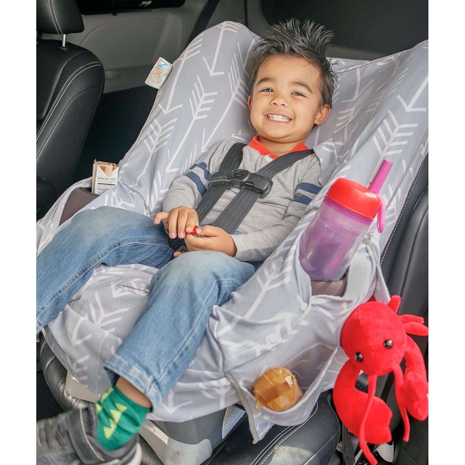Cubierta de Asiento de Auto Infantil Niko Easy-Wash - Algodón Jersey Flechas Grises - Ajuste Universal