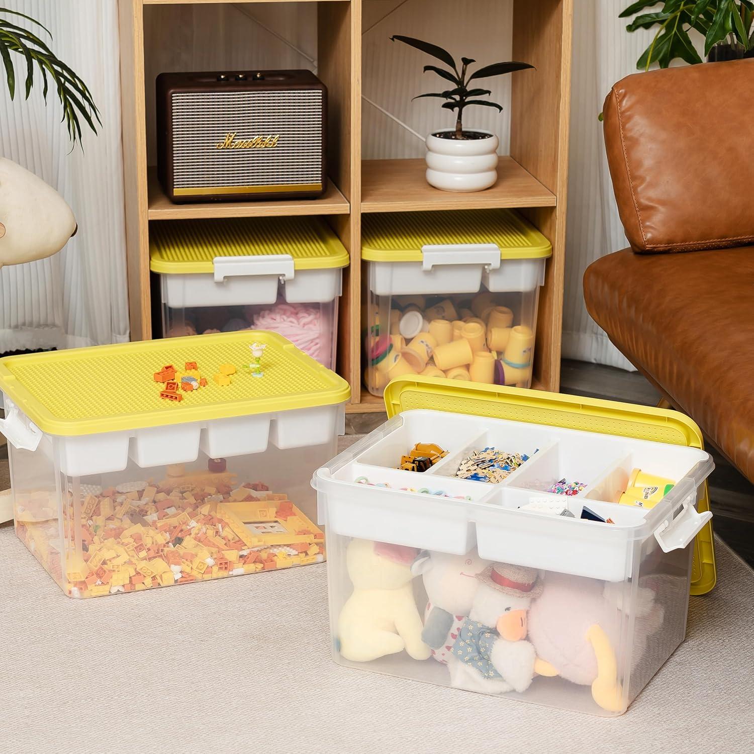 Caja de Almacenamiento Citylife 30L con Bandeja Extraíble Amarillo