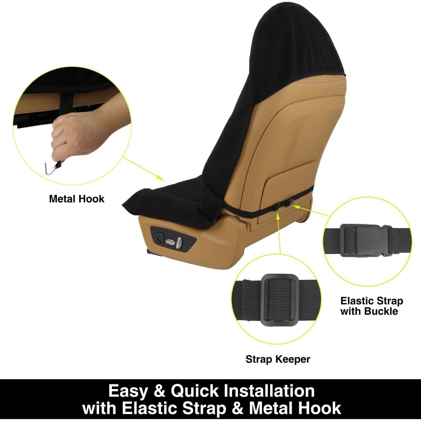 Cubierta de Asiento de Coche Impermeable VSHIELD Negra Universal