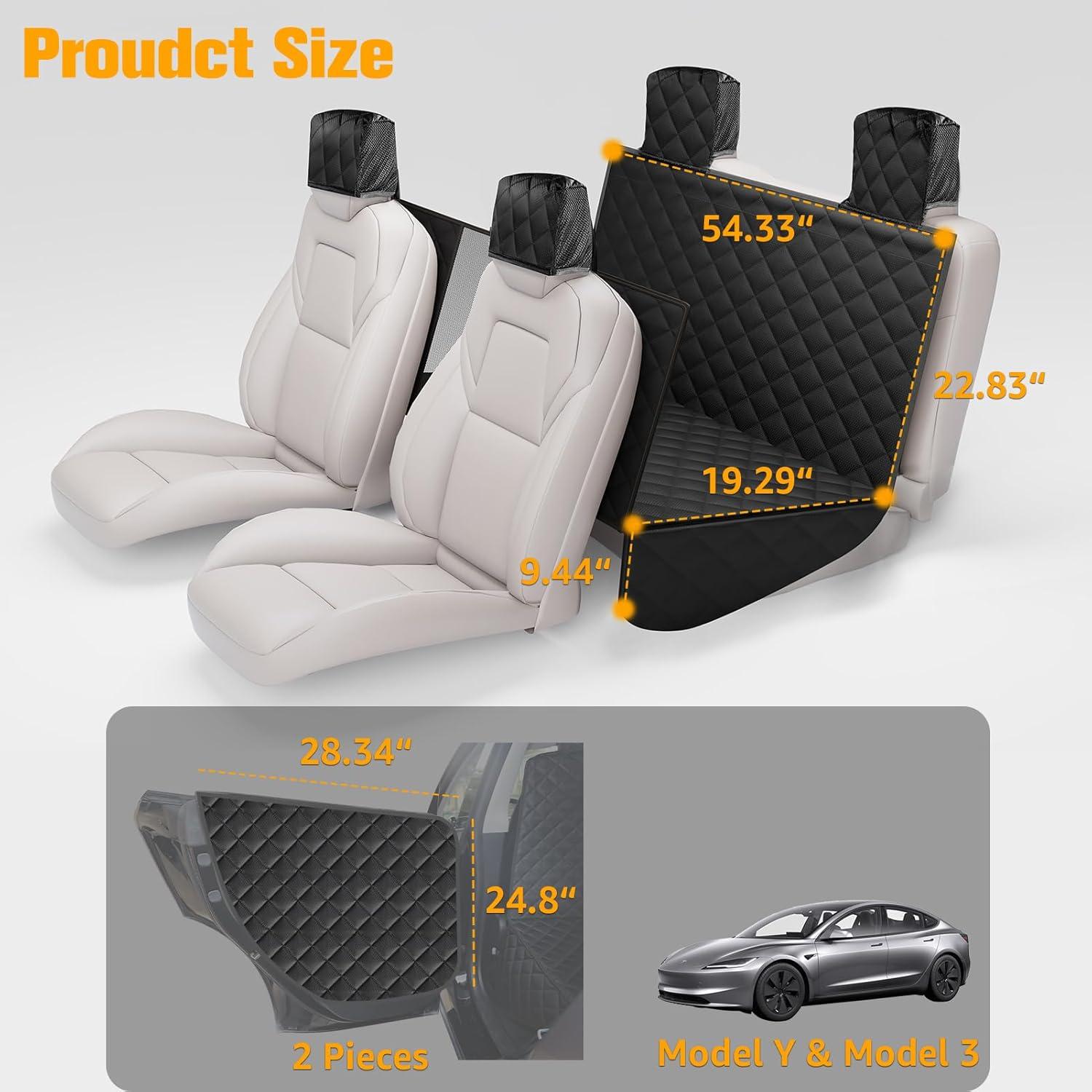 Cubierta de Asiento para Perros PETICON Tesla Modelo 3 y Y 100% Impermeable