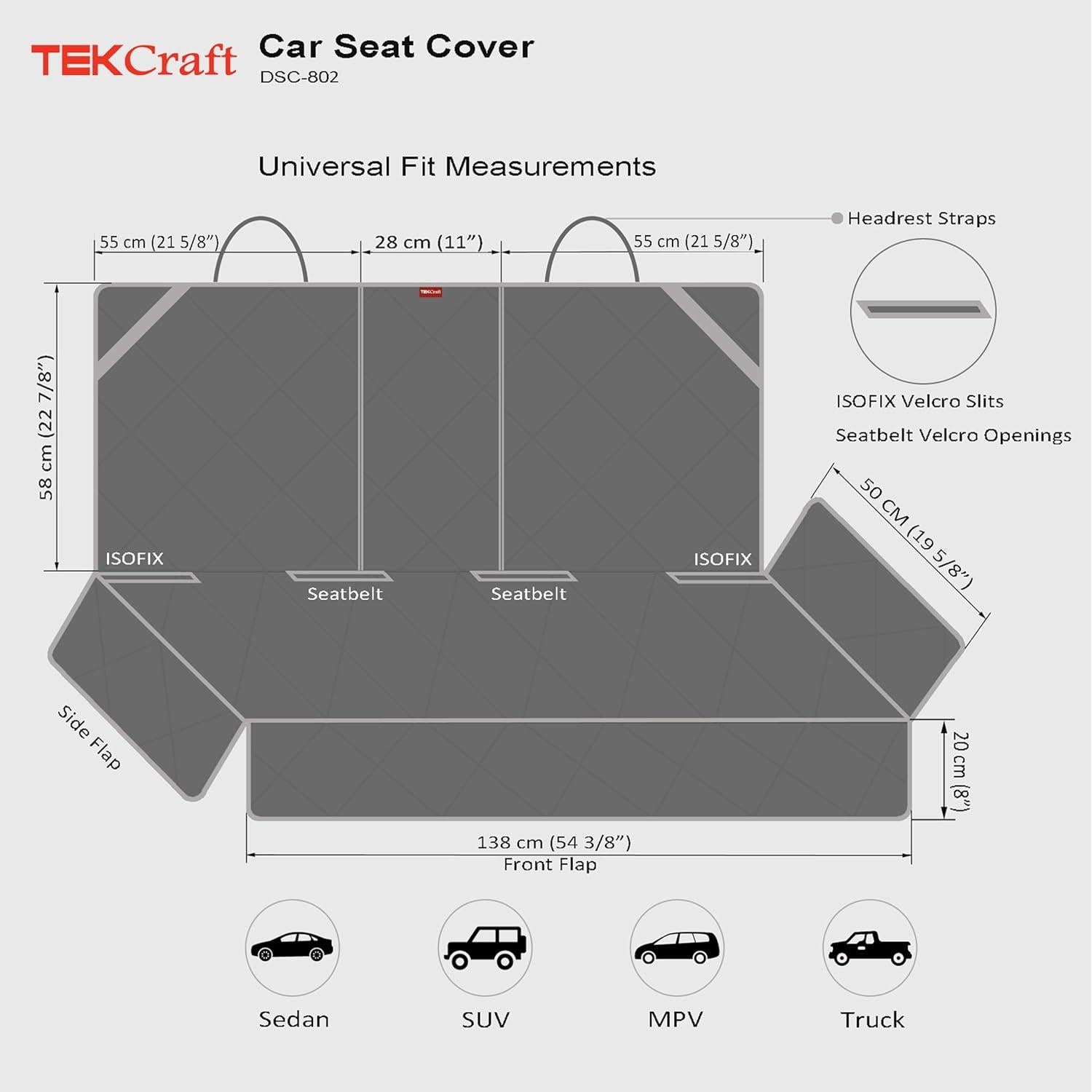 Cubierta de Asiento para Perros TEKCraft DSC-802 A Prueba de Agua