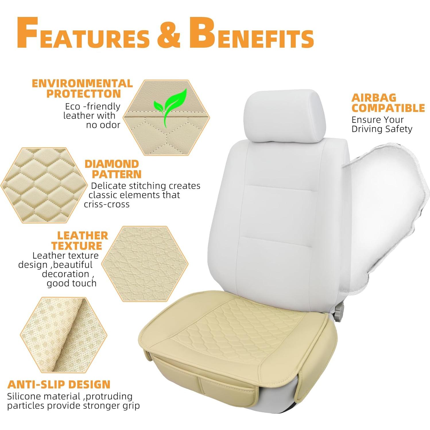 Fundas de Asiento de Coche Elantrip 4805-BE Beige Acolchadas