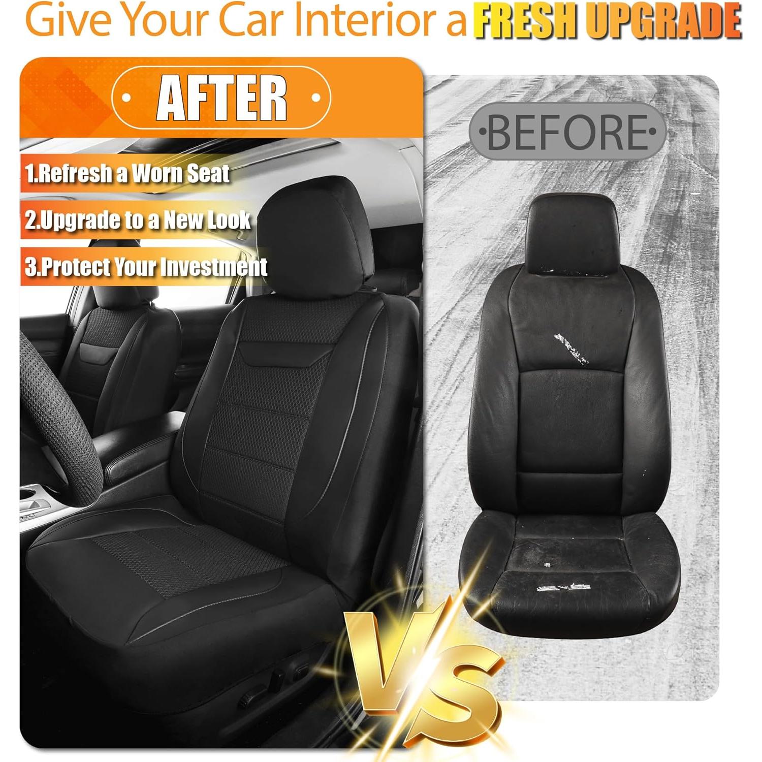 Funda de Asiento de Coche Kingphenix 2 Pack Cuero Negro