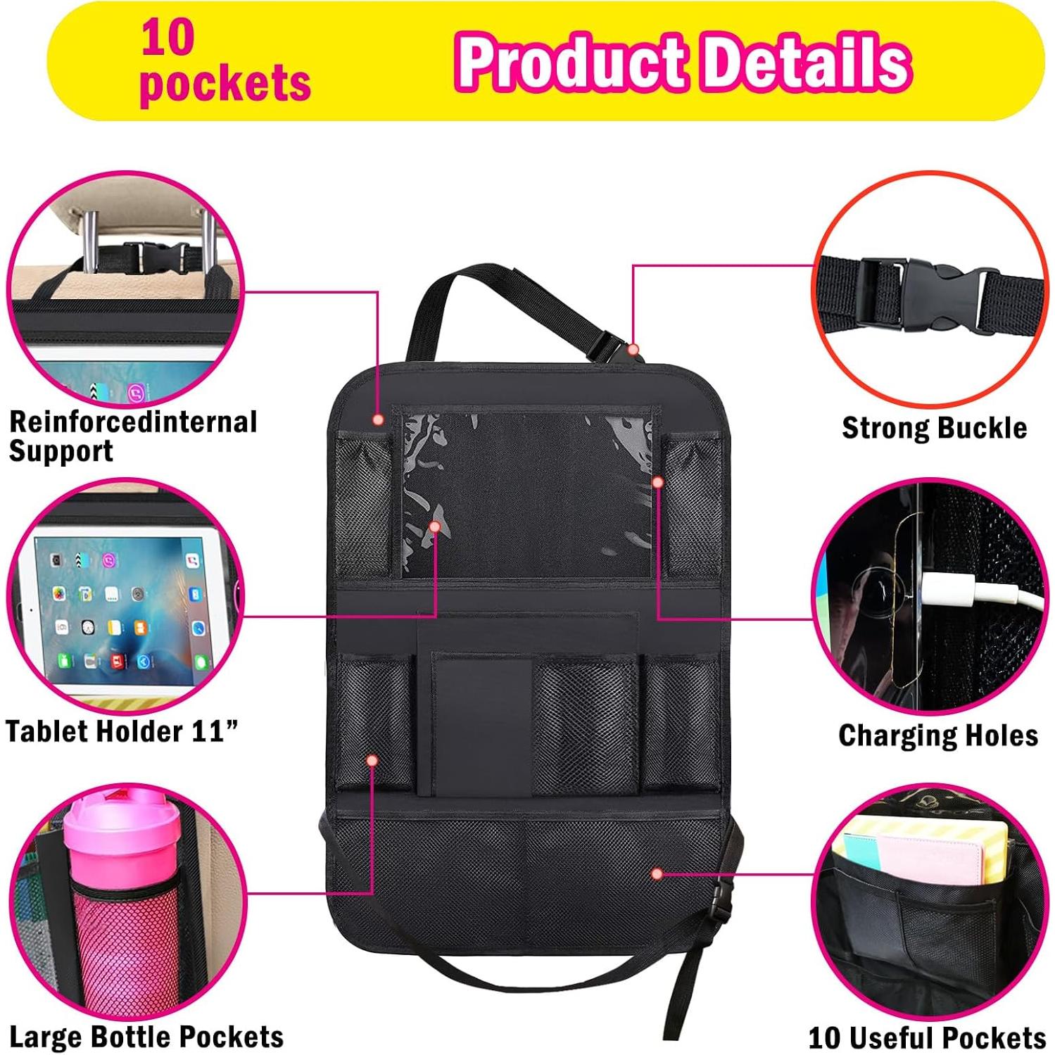 Organizador de Asiento Trasero KANGXICHEN 2 Pack con Soporte para Tableta