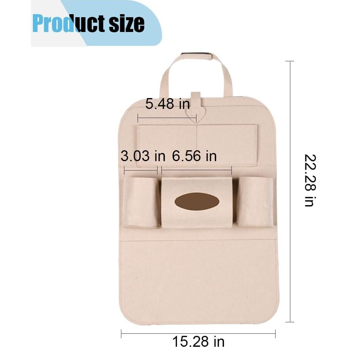 Organizador de respaldo de asiento de coche LAINLOY Fieltro Beige 56.5x38.8cm