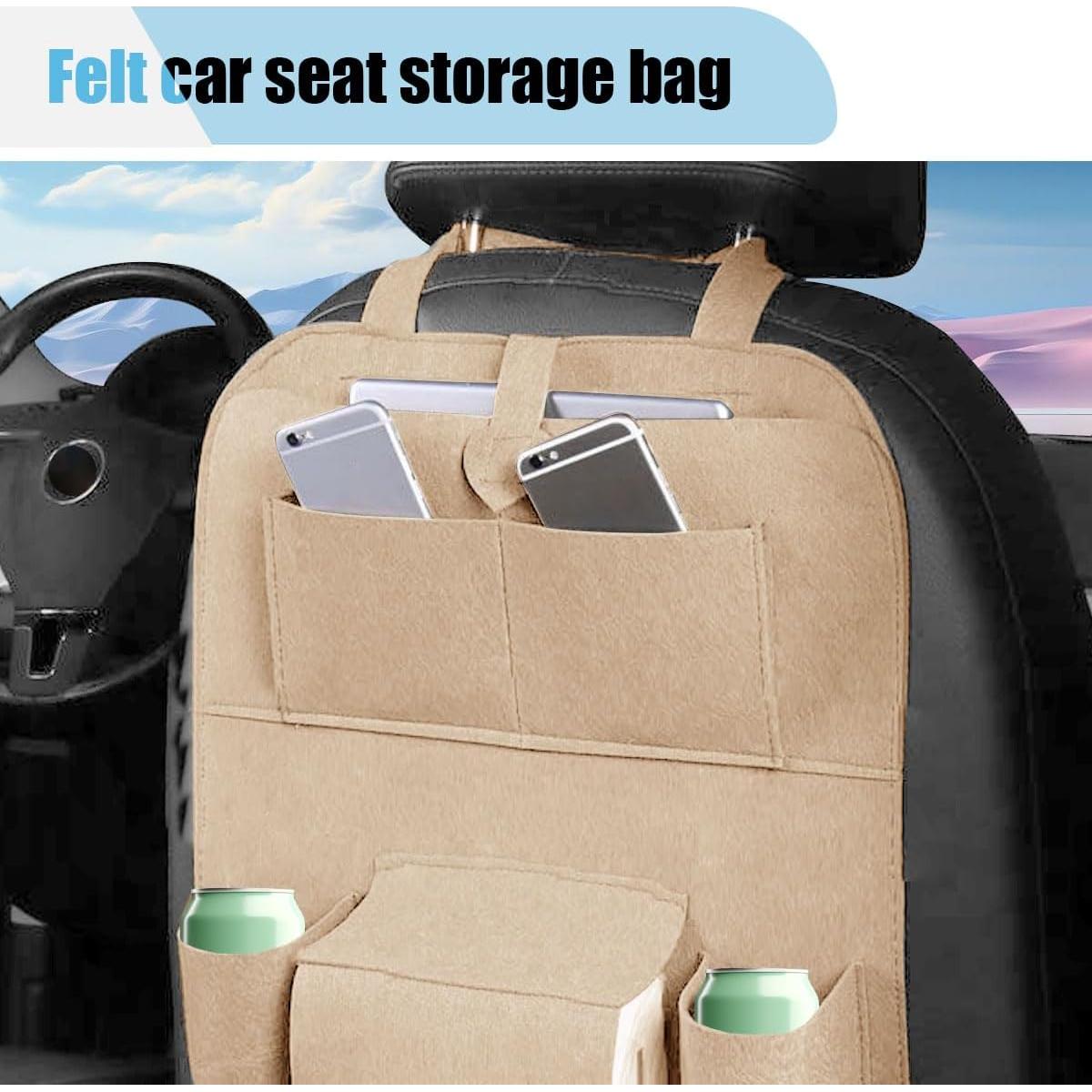 Organizador de respaldo de asiento de coche LAINLOY Fieltro Beige 56.5x38.8cm