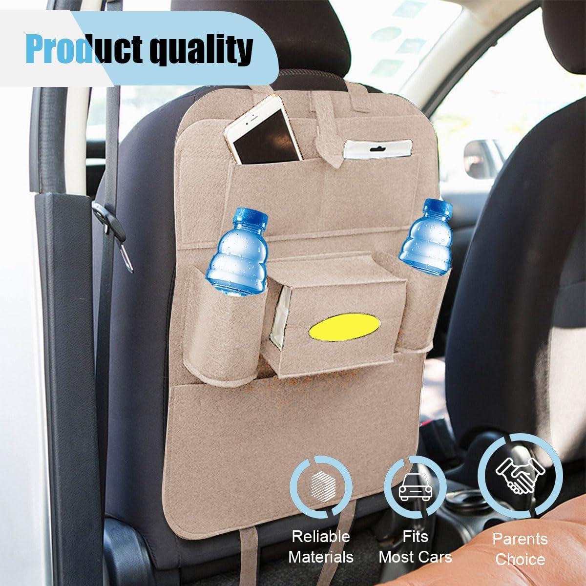 Organizador de respaldo de asiento de coche LAINLOY Fieltro Beige 56.5x38.8cm