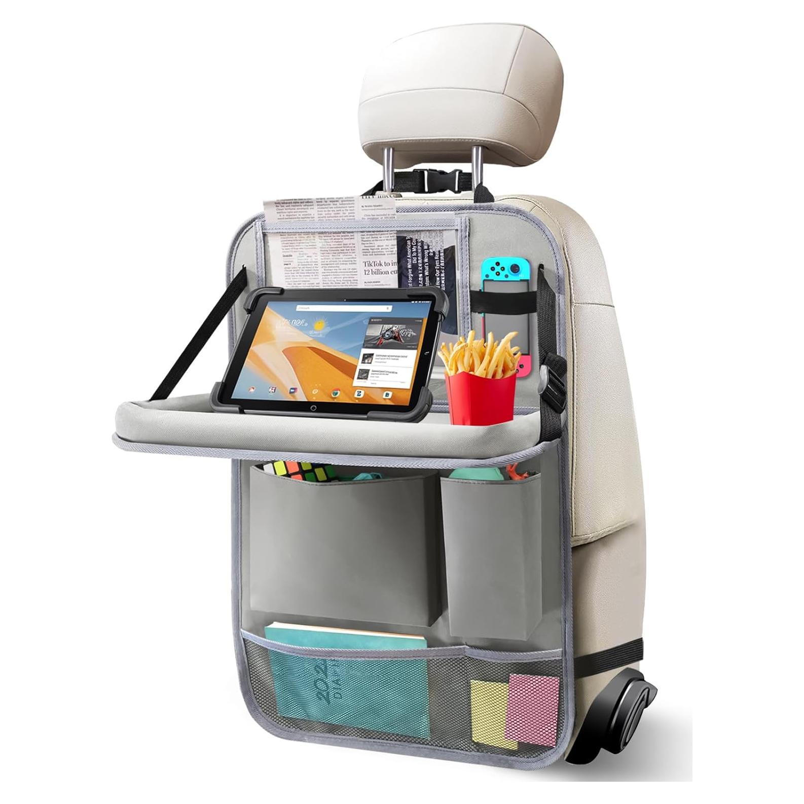 Organizador de Asiento Trasero Zecirl con Bandeja Plegable Gris