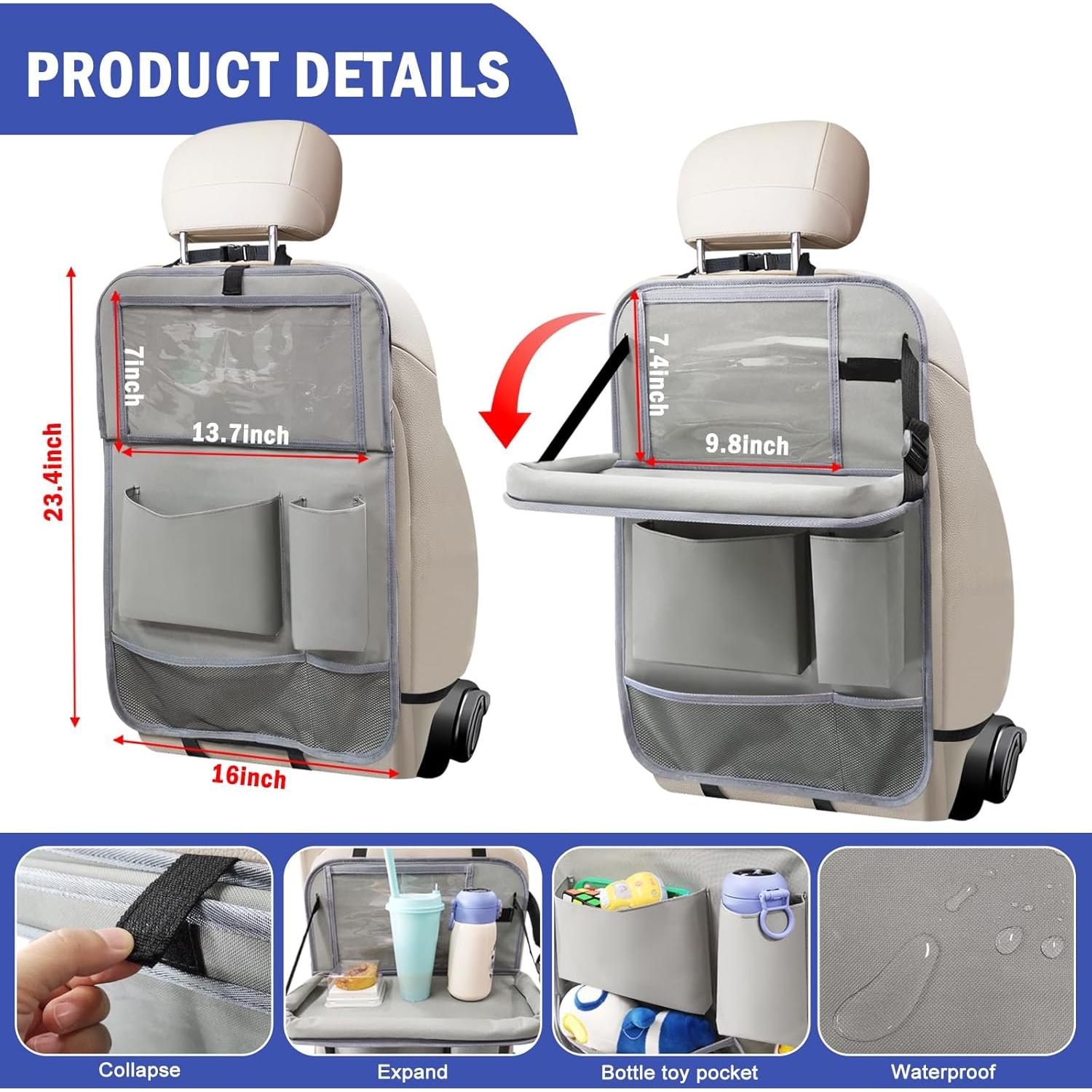 Organizador de Asiento Trasero Zecirl con Bandeja Plegable Gris