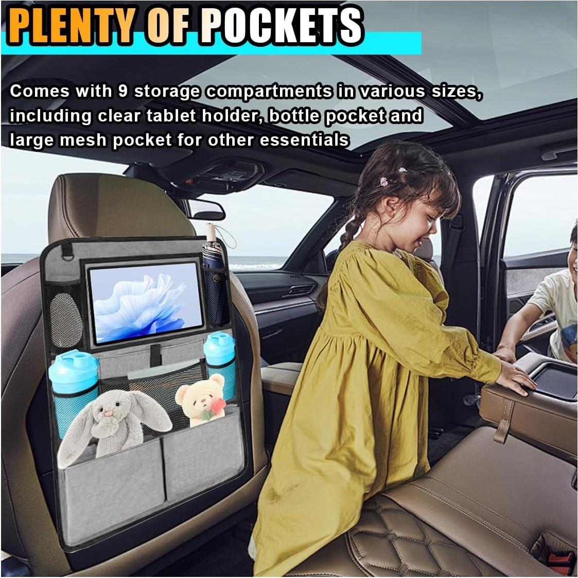 Organizador de Asiento Trasero GLSOWEE con 9 Bolsillos y Soporte para Tableta