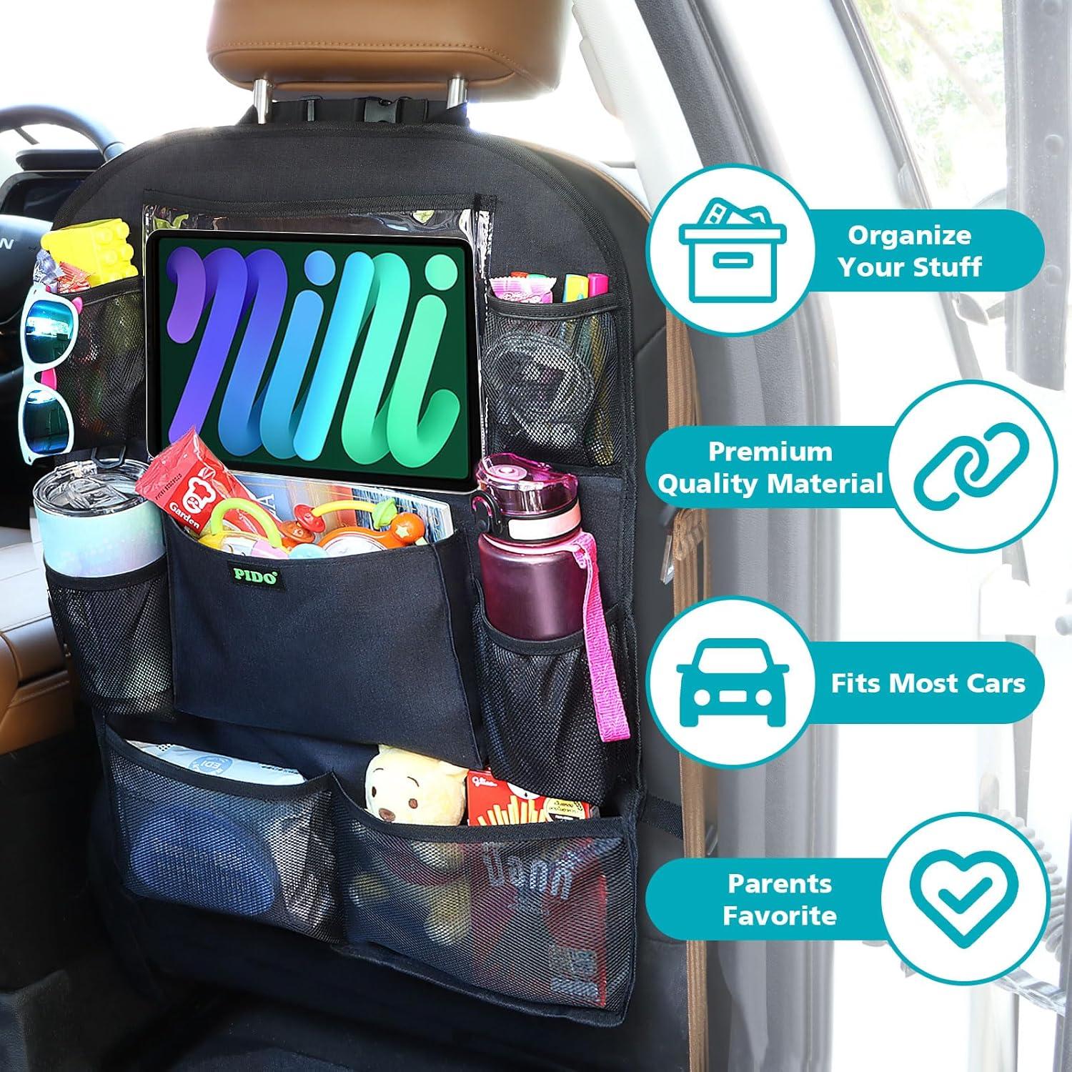 Organizador de Asiento Trasero PIDO con Protector Negro 8 Bolsillos