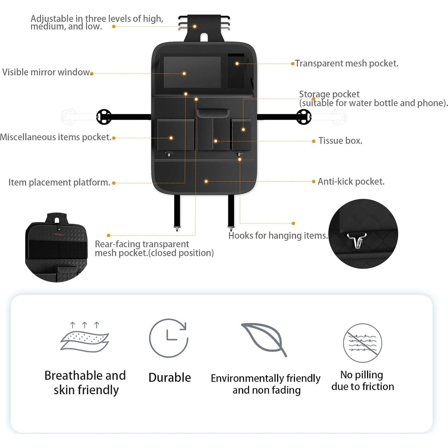 Organizador de Asiento Trasero Aiuwo XYBD con Mesa Plegable
