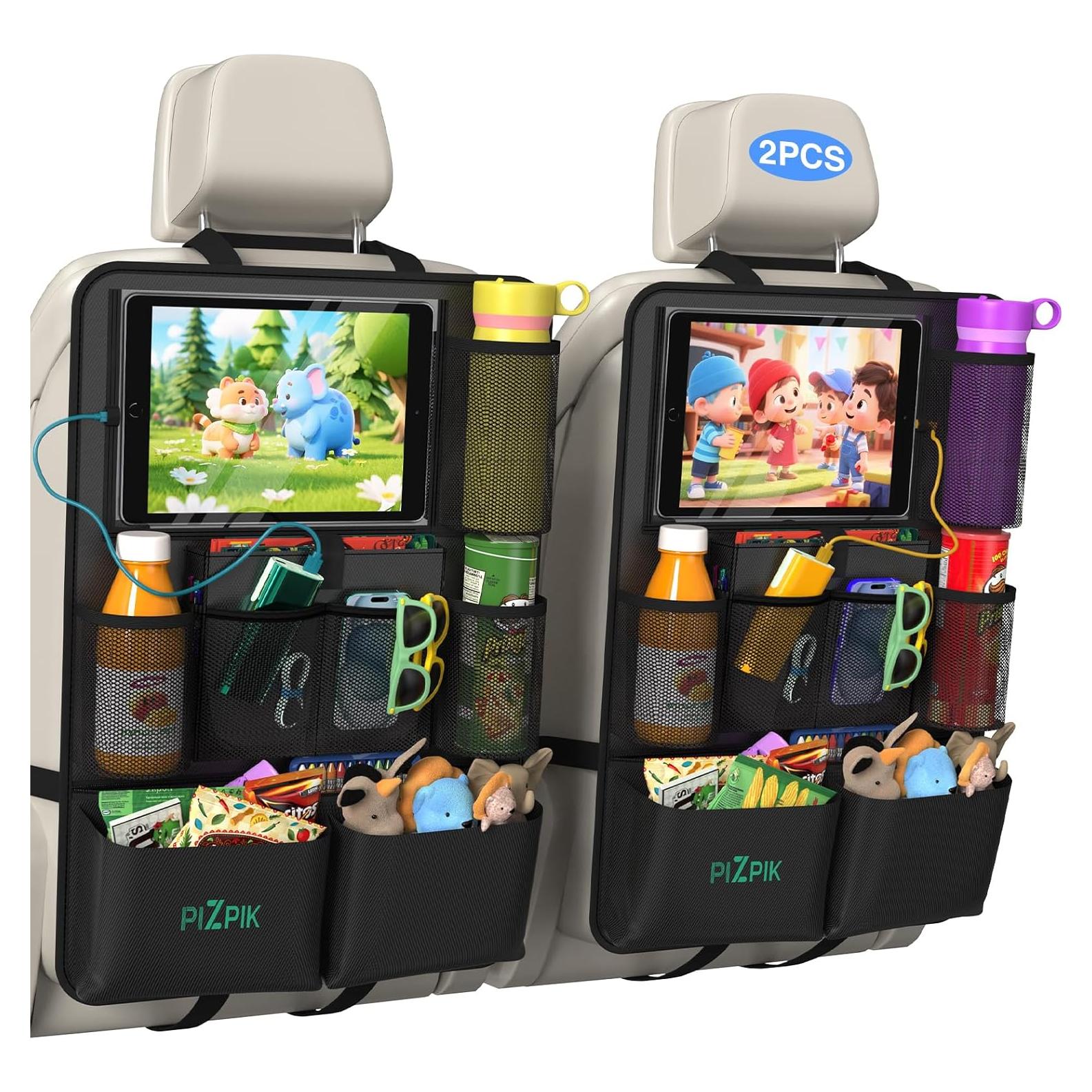 Organizador de Asiento Trasero Plzpik con 12 Bolsillos y Soporte para Tableta