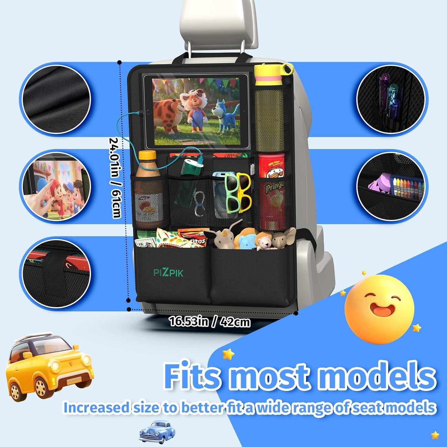Organizador de Asiento Trasero Plzpik con 12 Bolsillos y Soporte para Tableta
