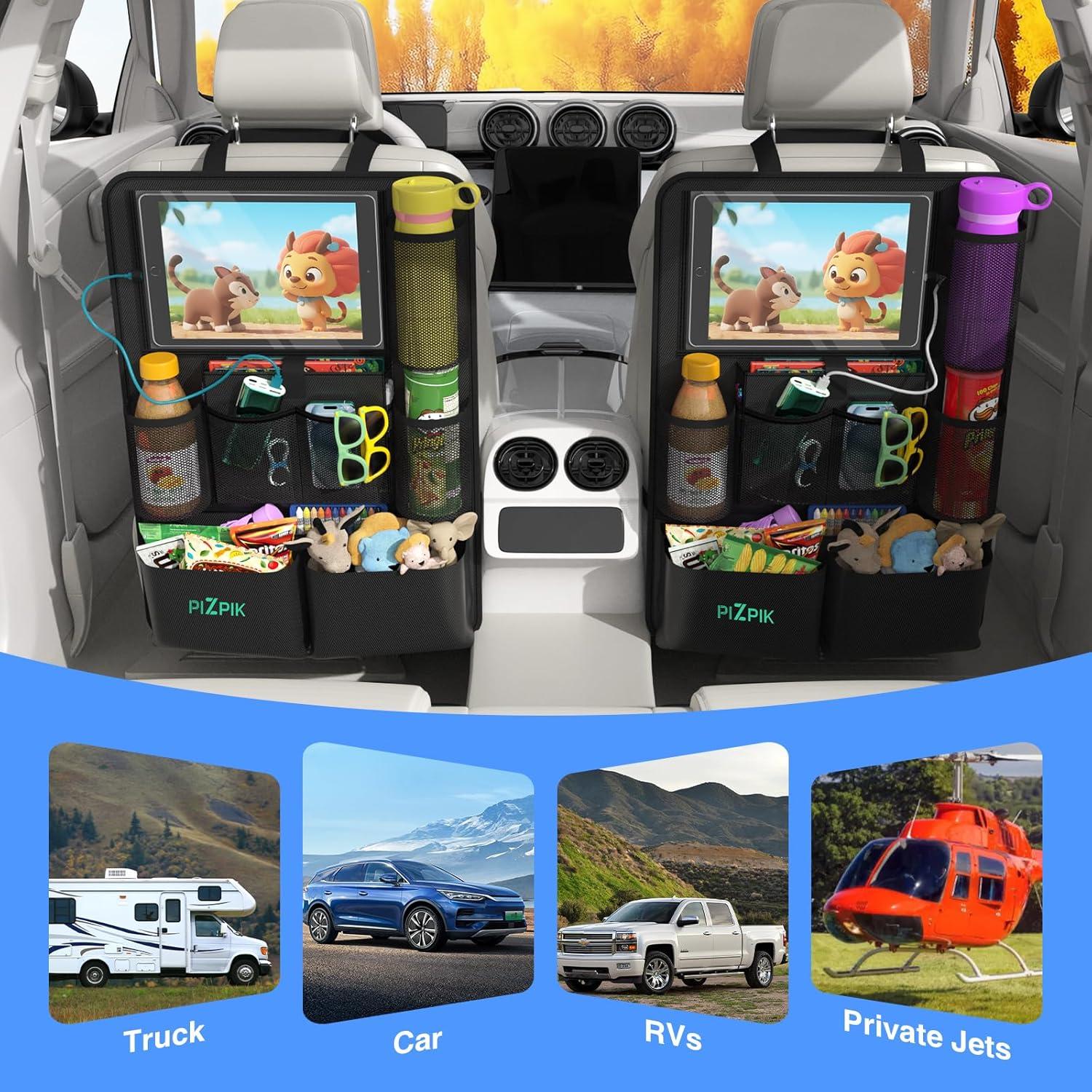 Organizador de Asiento Trasero Plzpik con 12 Bolsillos y Soporte para Tableta