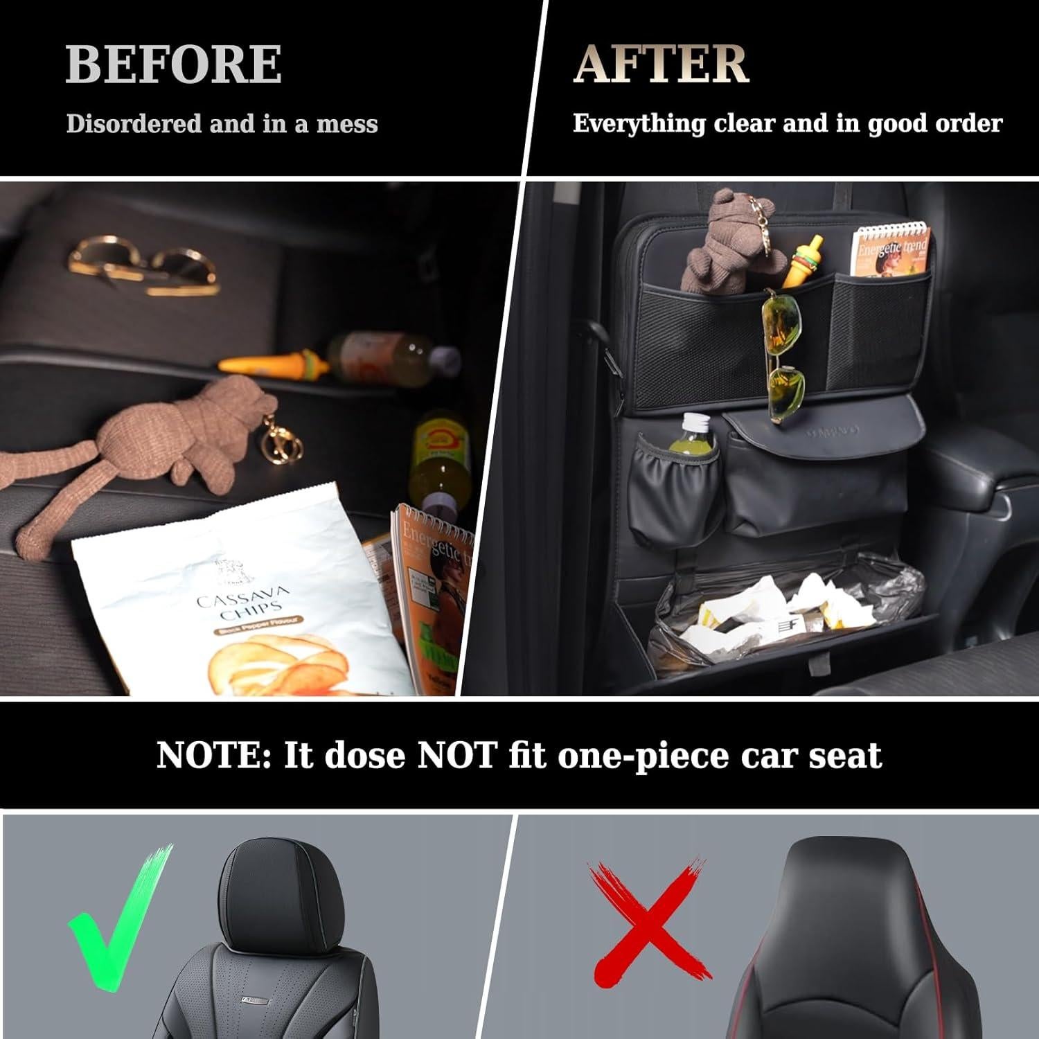 Organizador de Asiento Trasero Coverado de Cuero Nappa - 1 Paquete