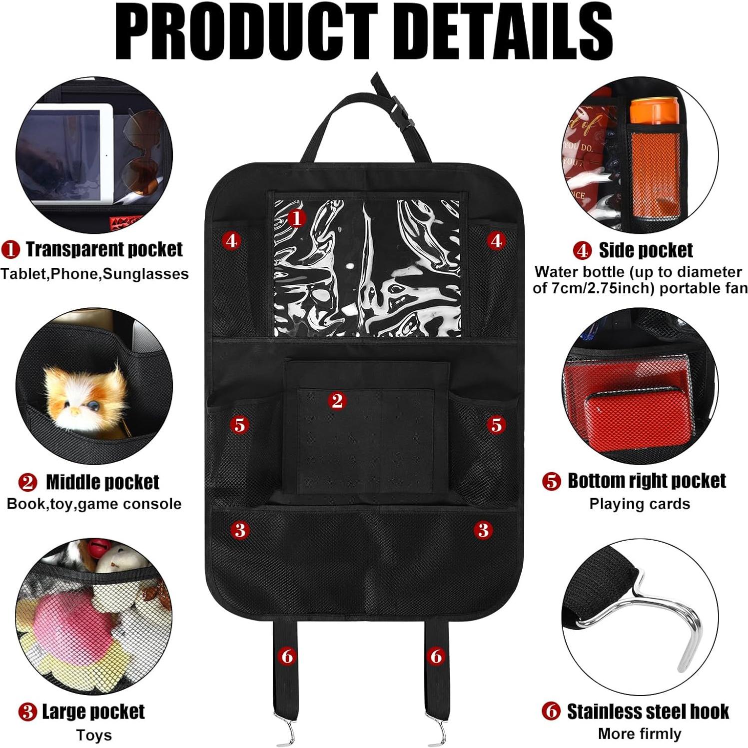 Organizador de Asiento Trasero Datanly con Bandeja y 6 Bolsillos