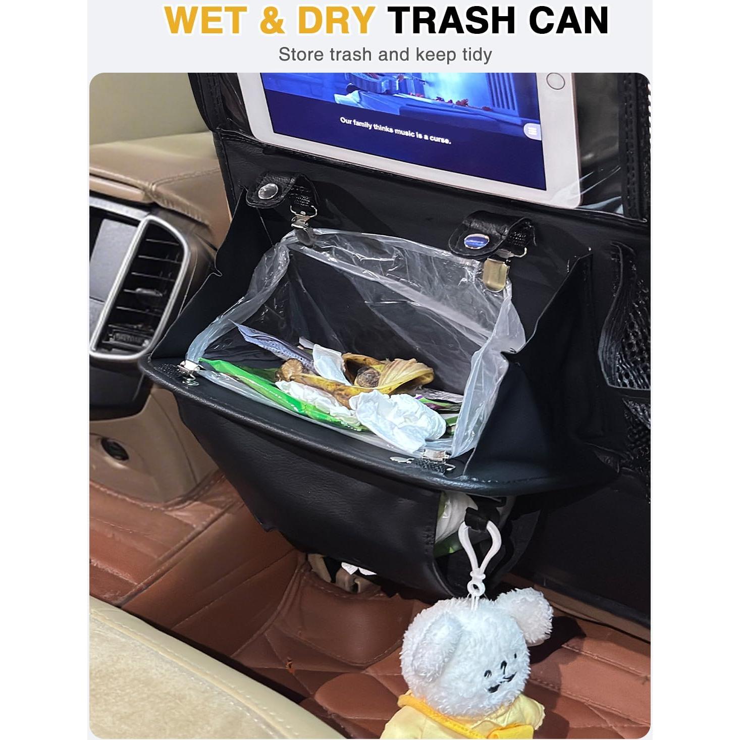 Organizador de Asiento Trasero de Coche Drsvabze - 2 Piezas con Soporte para Tableta y Bandeja Plegable