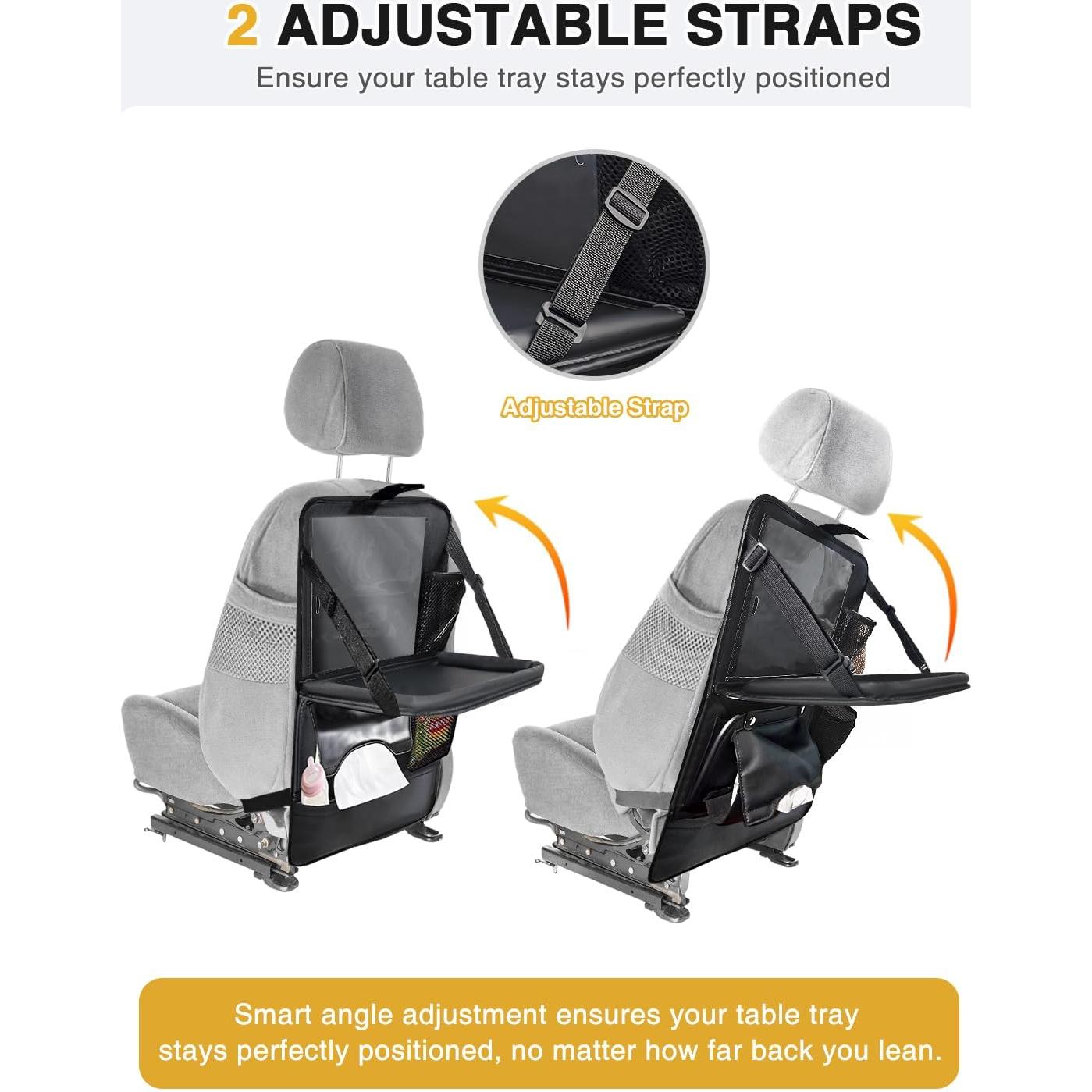 Organizador de Asiento Trasero de Coche Drsvabze - 2 Piezas con Soporte para Tableta y Bandeja Plegable