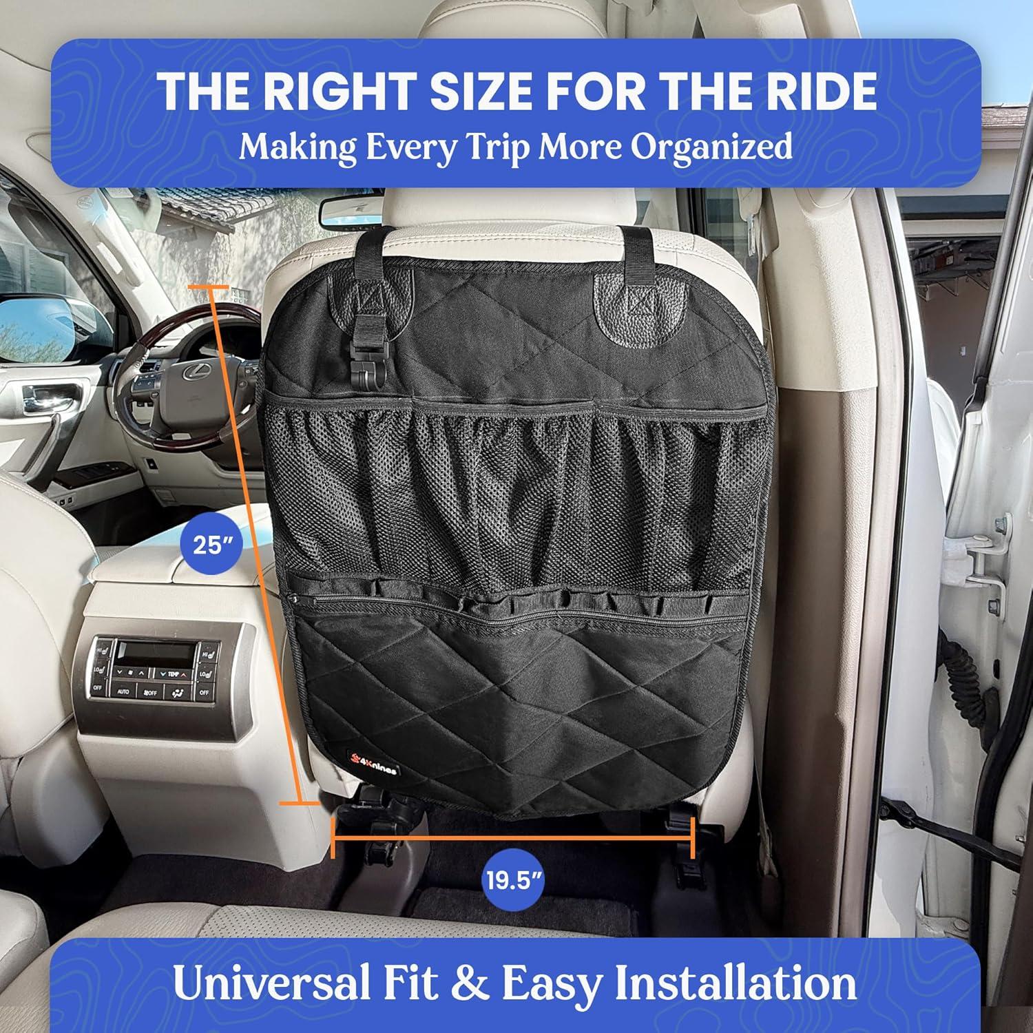 Organizador de respaldo para asiento de coche 4Knines - Negro - Impermeable y resistente