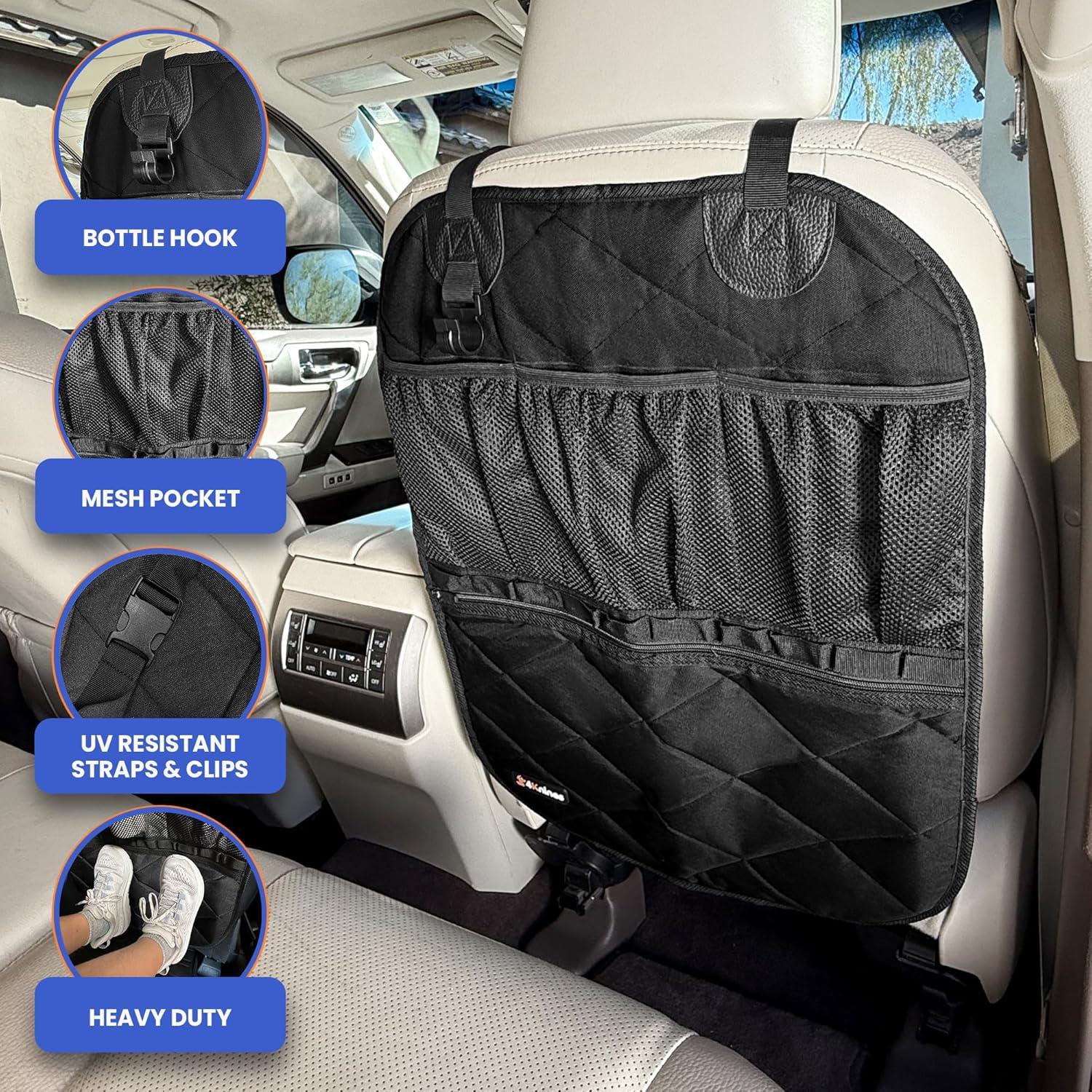 Organizador de respaldo para asiento de coche 4Knines - Negro - Impermeable y resistente