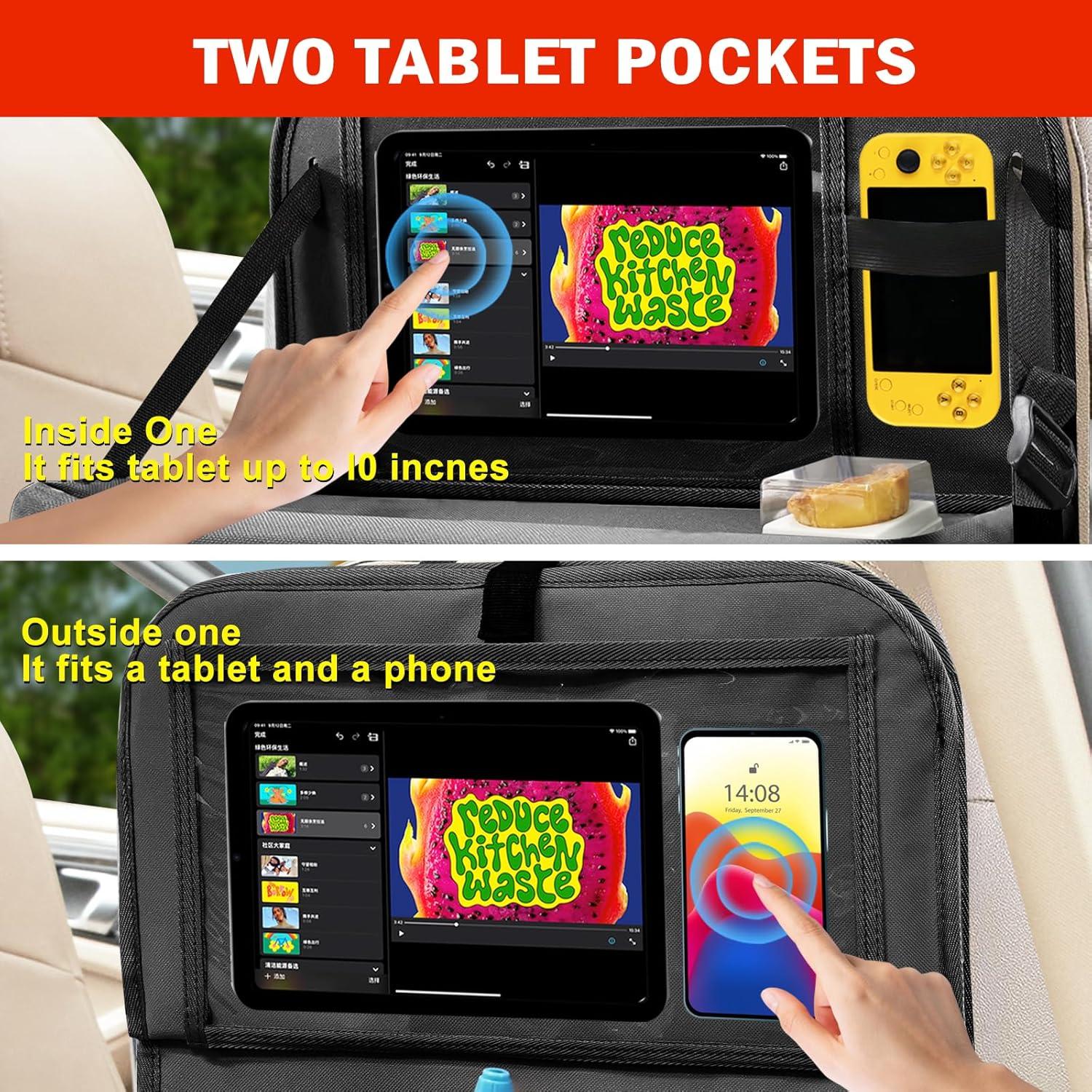 Organizador de Asiento Trasero Zecirl con Bandeja Plegable 6 Bolsillos