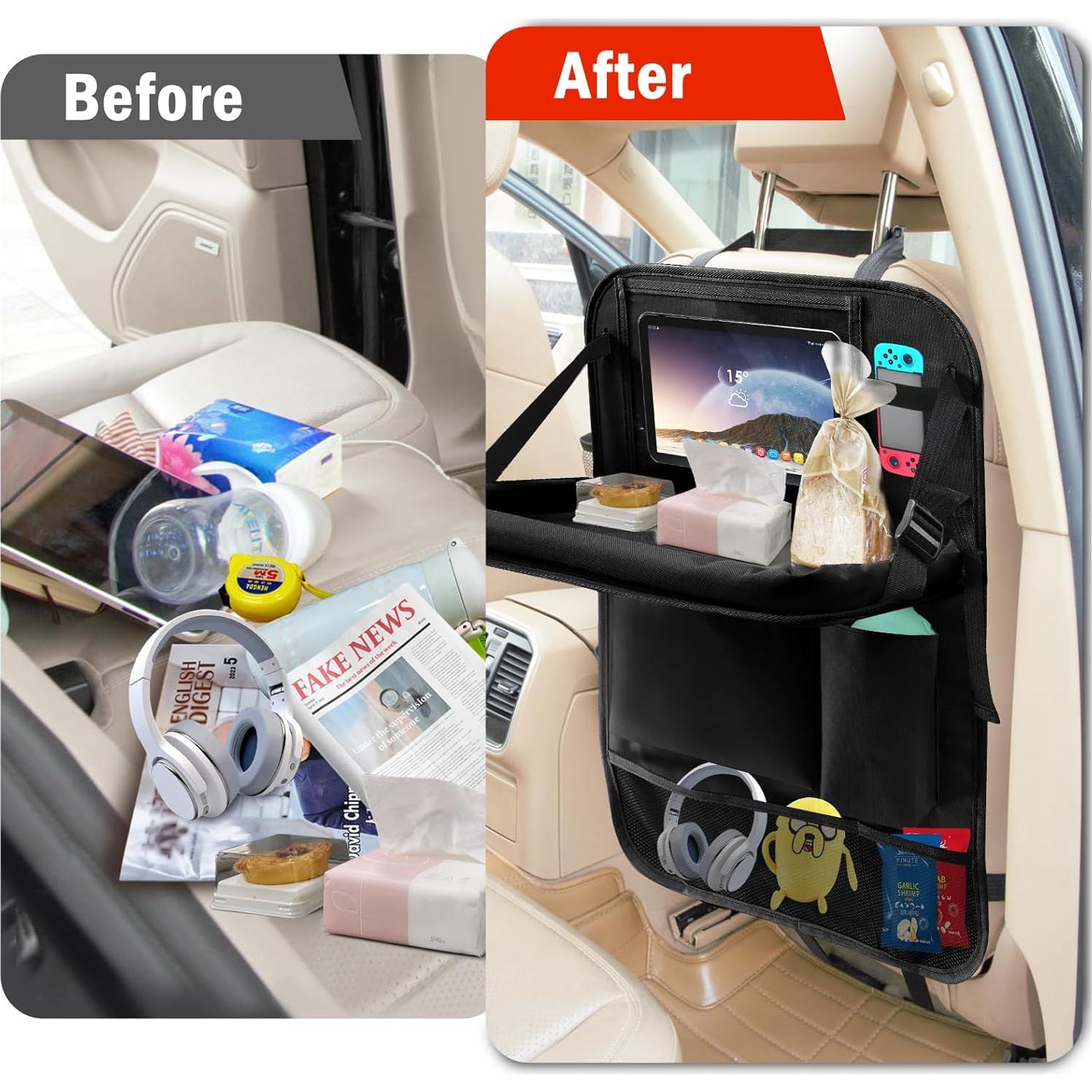 Organizador de Asiento Trasero Zecirl con Bandeja Plegable 6 Bolsillos