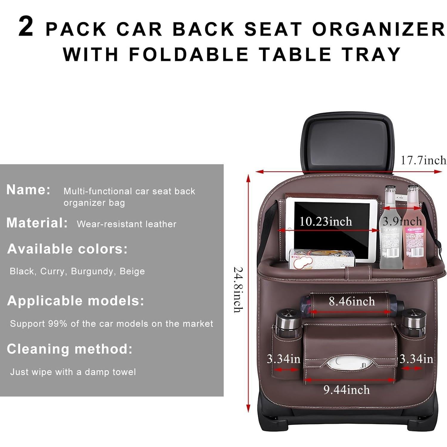 Organizador de Asiento Trasero de Coche FSTURIOS 2PCS Plegable