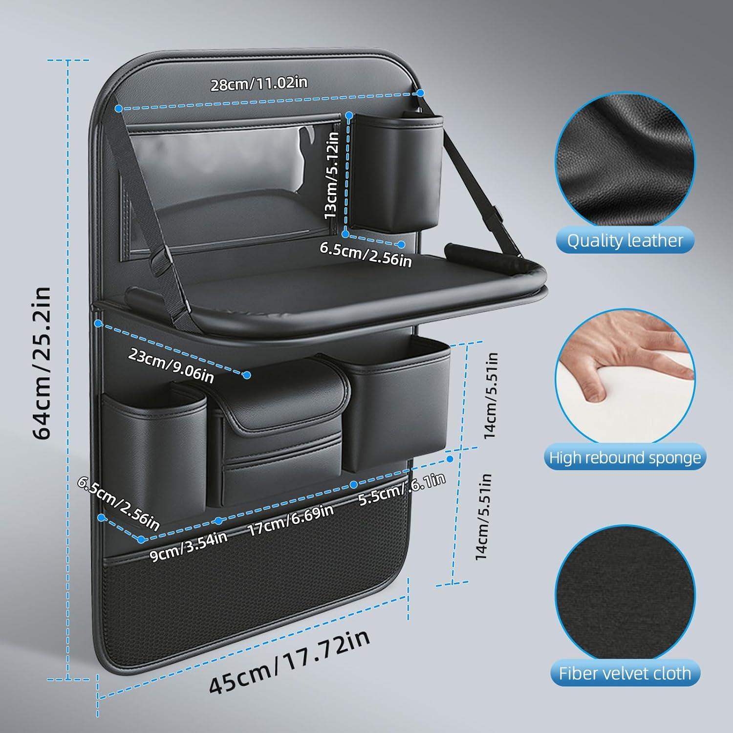 Organizador de Asiento Trasero Plegable Primst - Cuero Negro