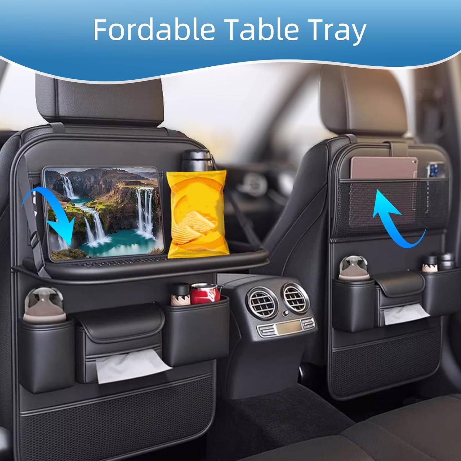 Organizador de Asiento Trasero Plegable Primst - Cuero Negro