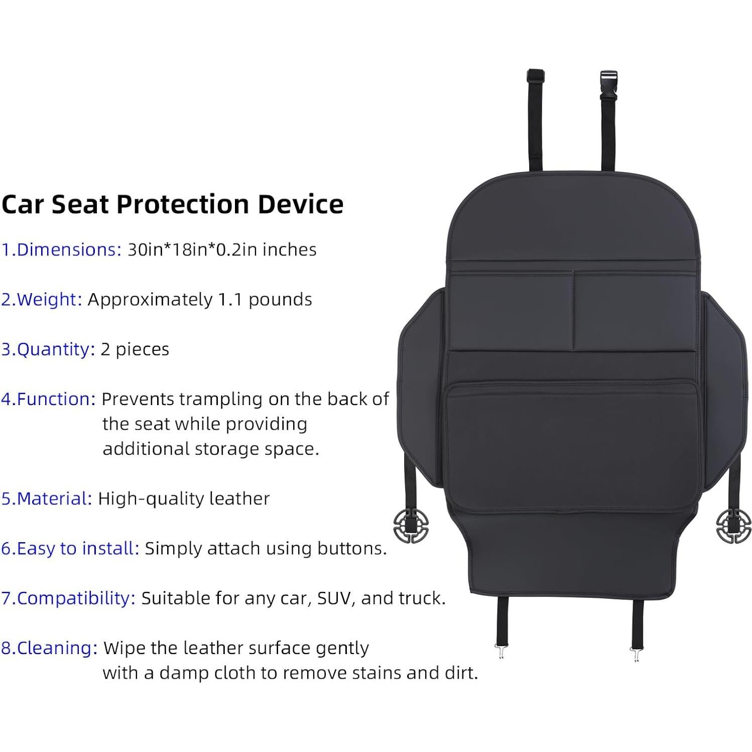 Protector de Asiento Trasero TAIKOO Negro 2 Pcs Universal