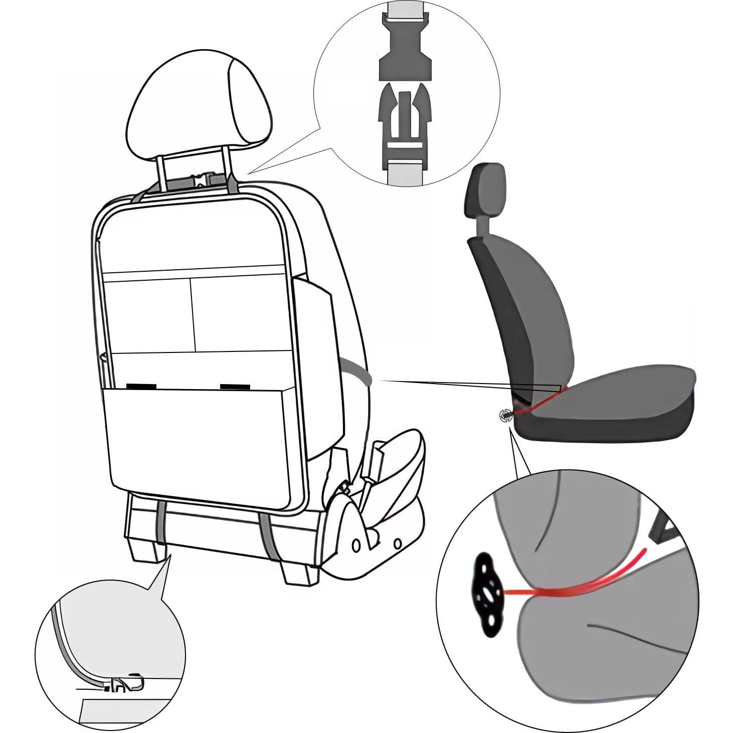 Protector de Asiento Trasero TAIKOO Negro 2 Pcs Universal