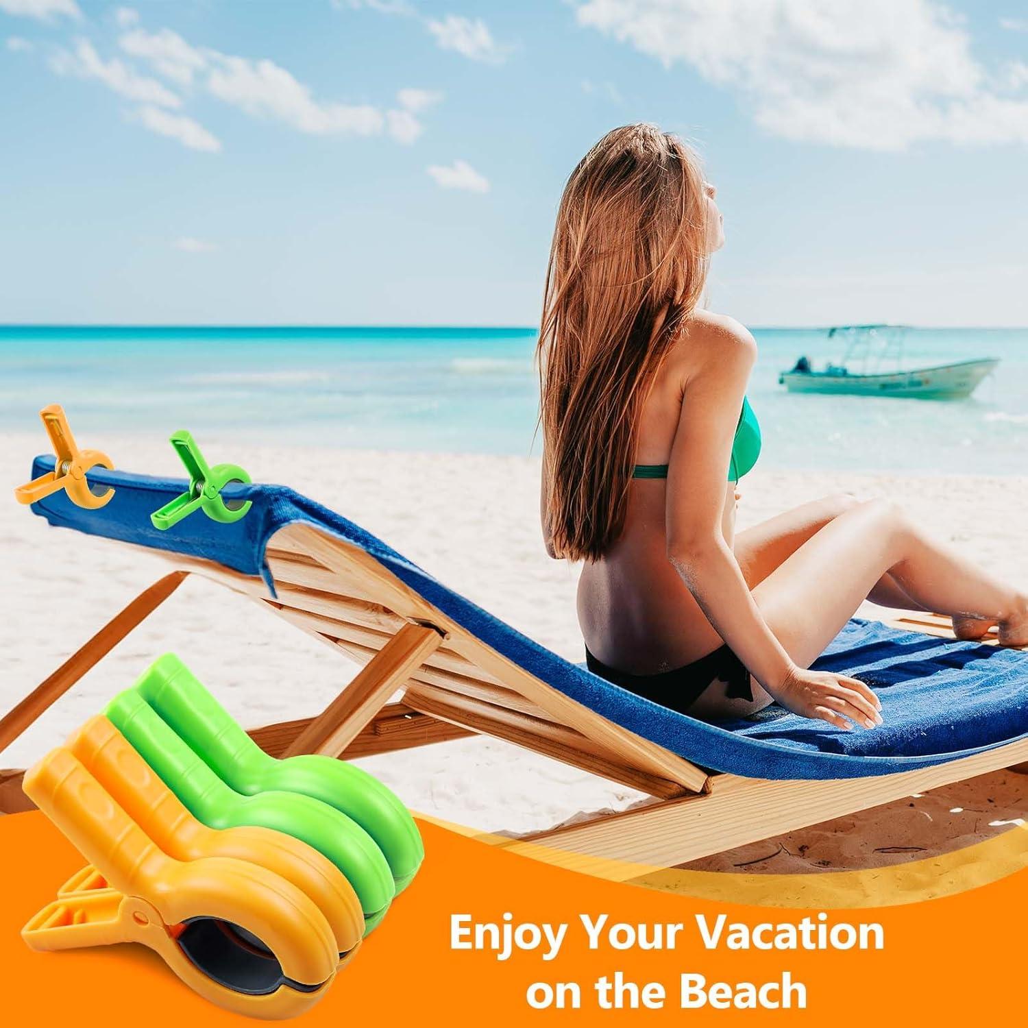 8 Clips para Toallas de Playa Dreecy - Verde y Naranja, 23.9 cm