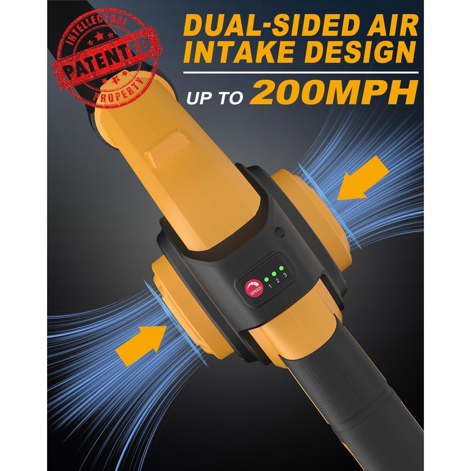 EWORK Soplador de Hojas Inalámbrico 21V 200 km/h Compacto